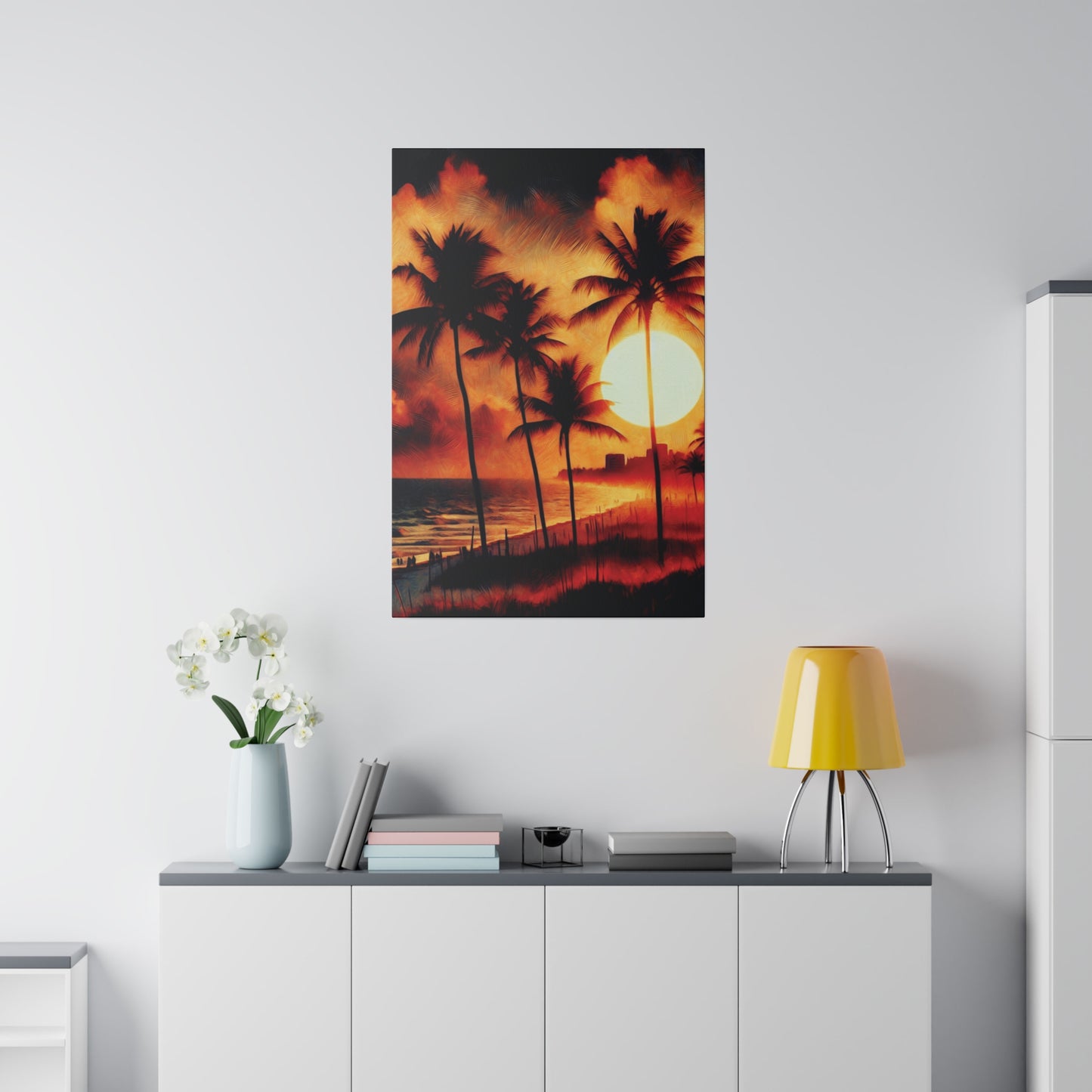 7135K - miami beach art, sunset background, ocean art work, beach art work, sunset designs, miami beach painting, miami beach print