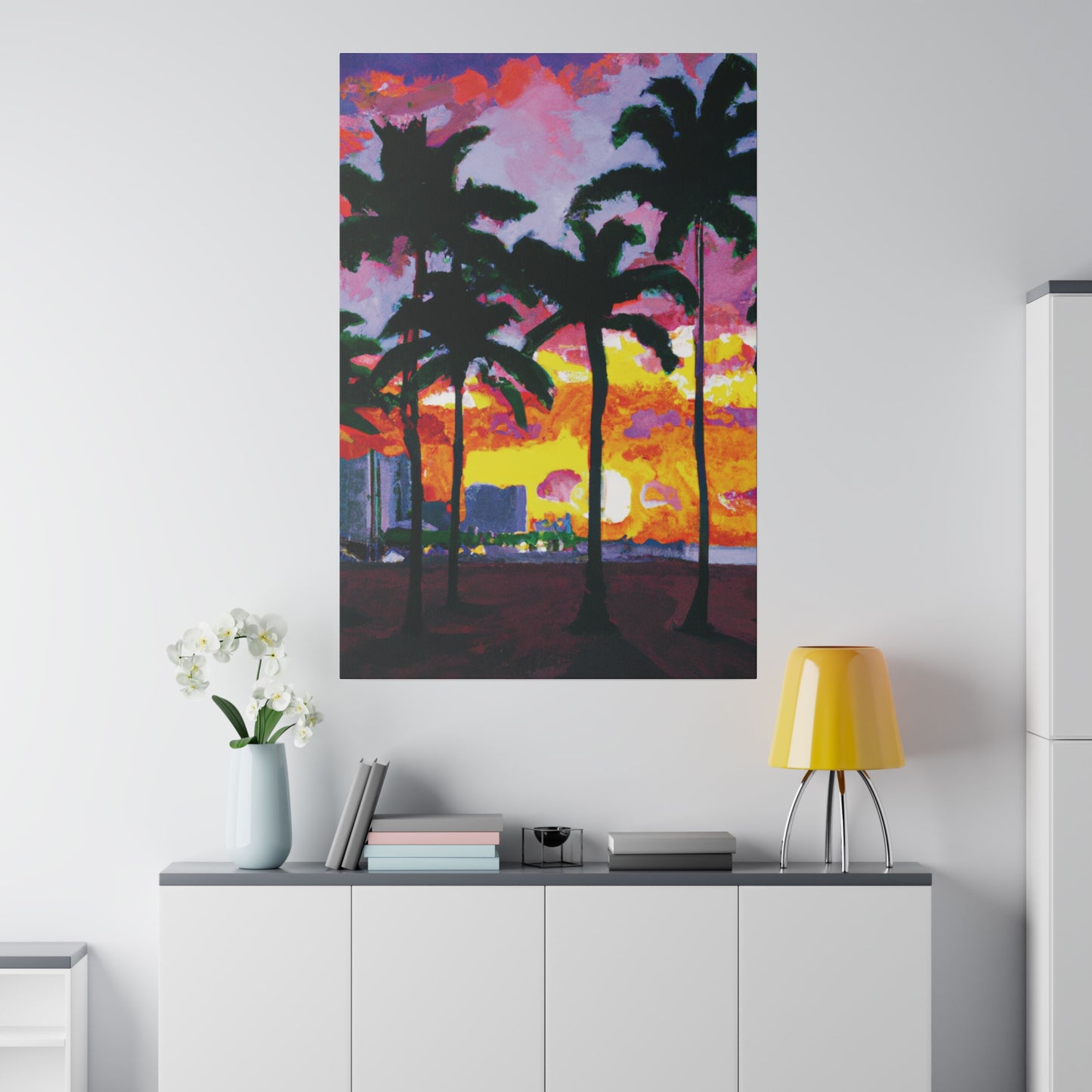 6342T - Miami Beach Sunset Painting Print | Miami | Beach | Sunset | Poster | Home Decor | Wall Art | Canvas