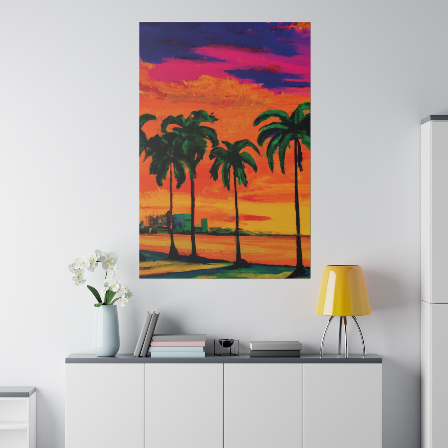 7389Y - Miami Beach Sunset Painting Print | Miami | Beach | Sunset | Poster | Home Decor | Wall Art | Canvas