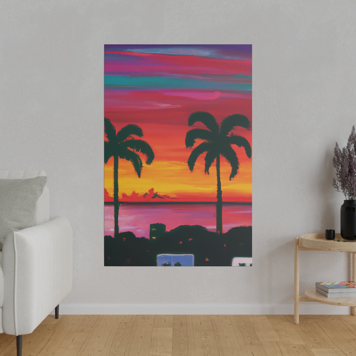 3275A - Miami Beach Sunset Painting Print | Miami | Beach | Sunset | Poster | Home Decor | Wall Art | Canvas