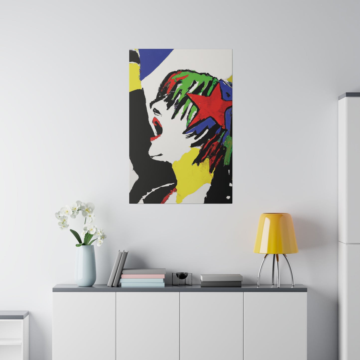 5673W - Rockstar Painting Print | Face | Abstract | Poster | Home Decor | Wall Art | Music Art | Canvas