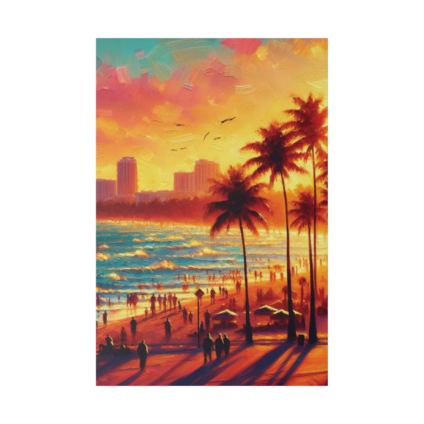 7693W - miami beach art, sunset background, ocean art work, beach art work, sunset designs, miami beach painting, miami beach print