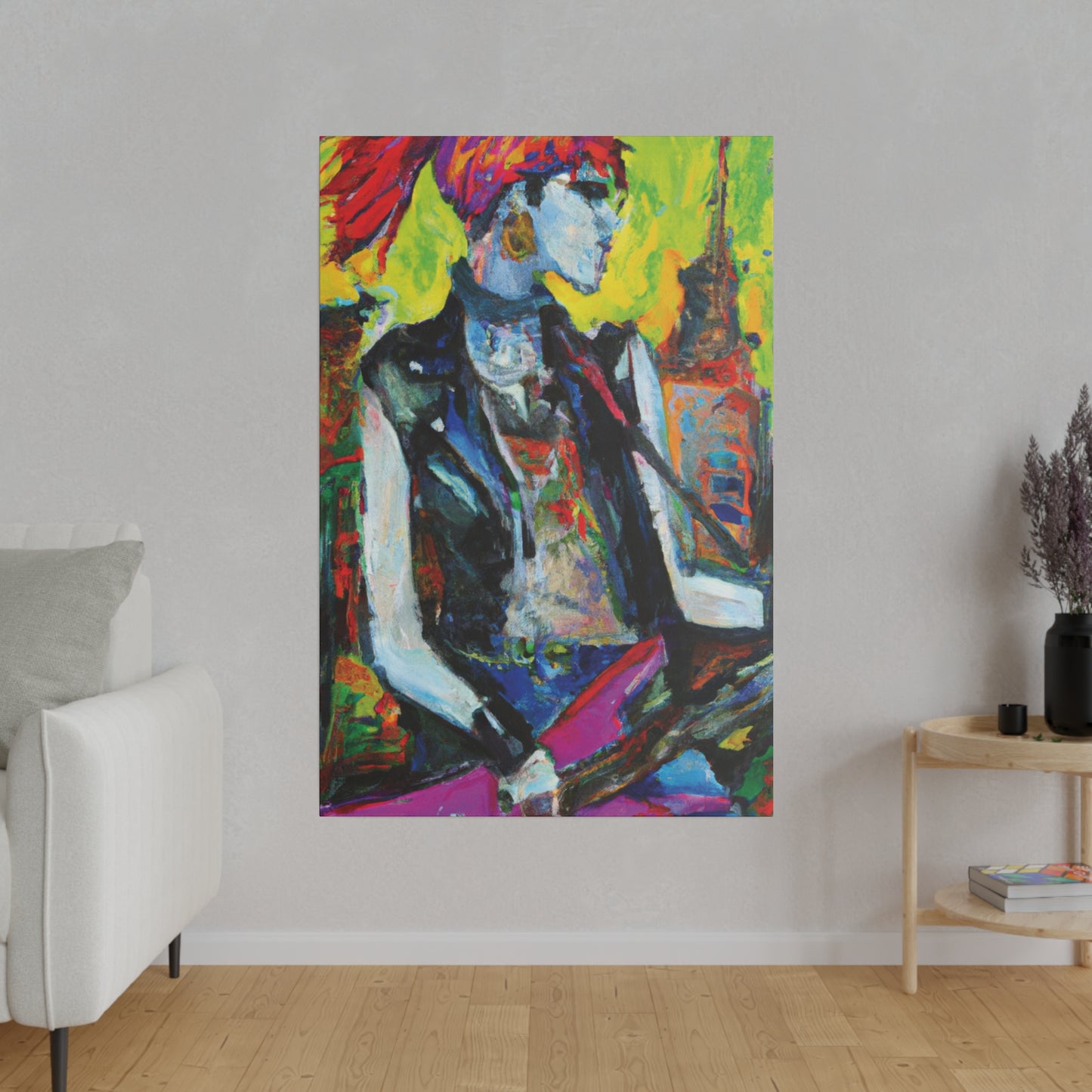 7349W - Rockstar Oil Painting Style Print | Poster | Home Decor | Wall Art | Music Art | Canvas