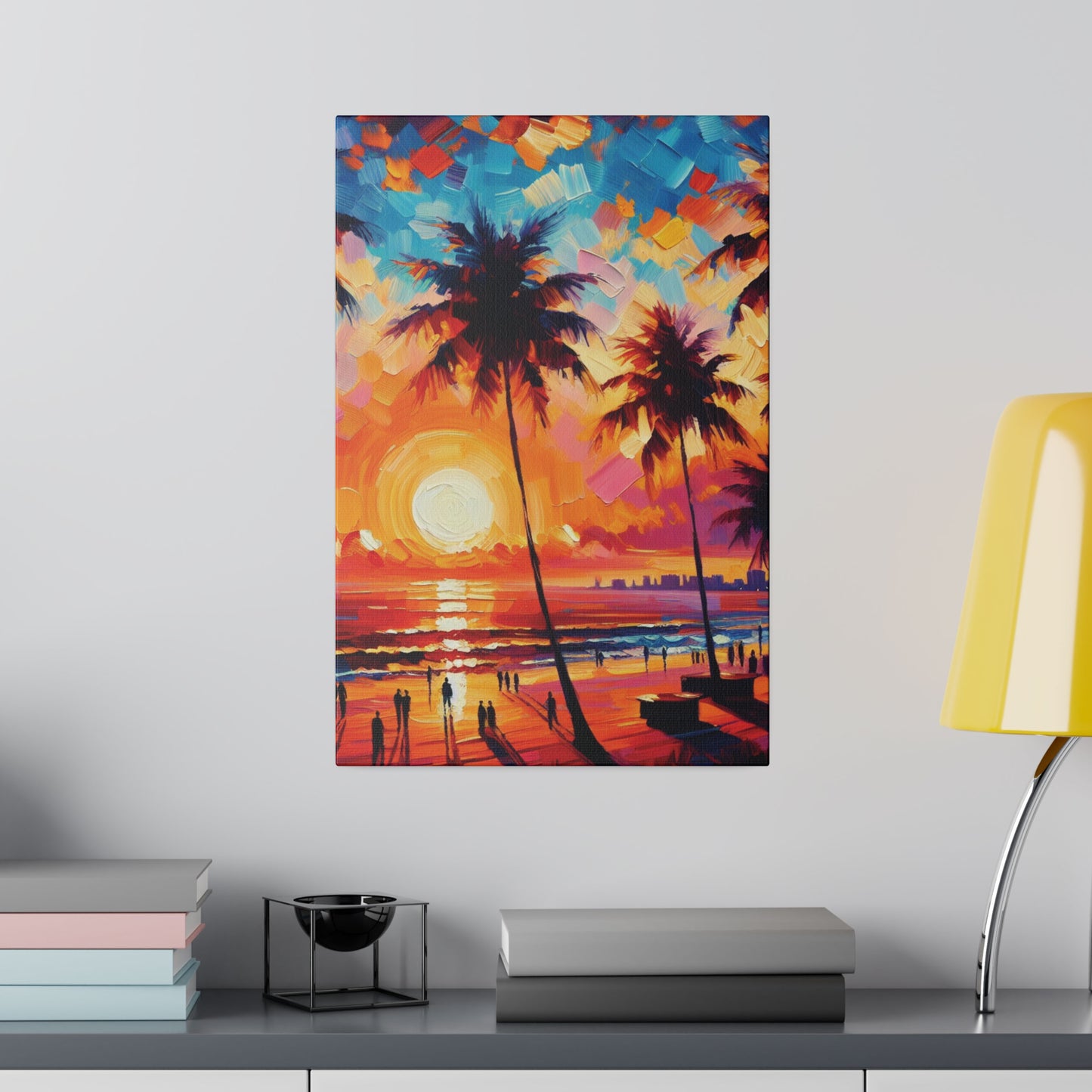 9753F - miami beach art, sunset background, ocean art work, beach art work, sunset designs, miami beach painting, miami beach print