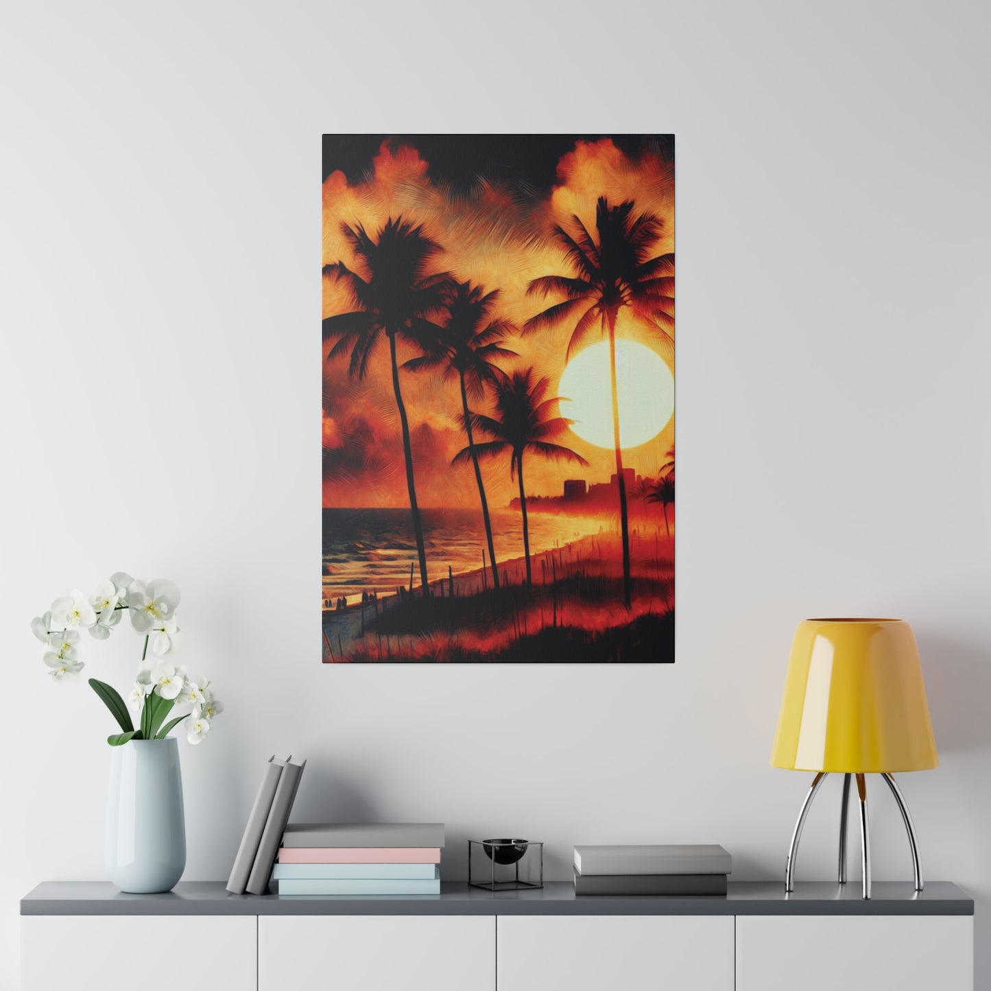 7135K - miami beach art, sunset background, ocean art work, beach art work, sunset designs, miami beach painting, miami beach print