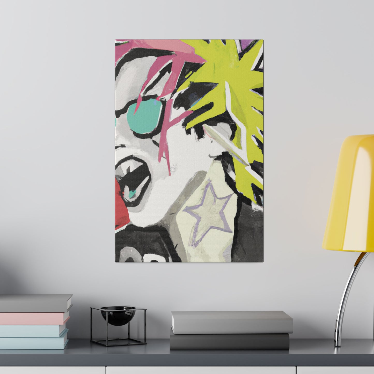 9589K - Rockstar Painting Print | Face | Abstract | Poster | Home Decor | Wall Art | Music Art | Canvas