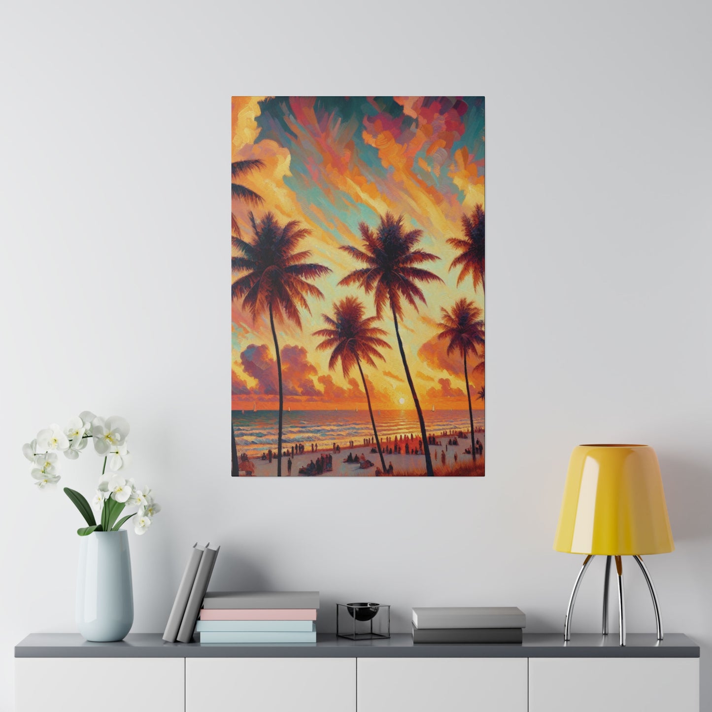 3247F - miami beach art, sunset background, ocean art work, beach art work, sunset designs, miami beach painting, miami beach print