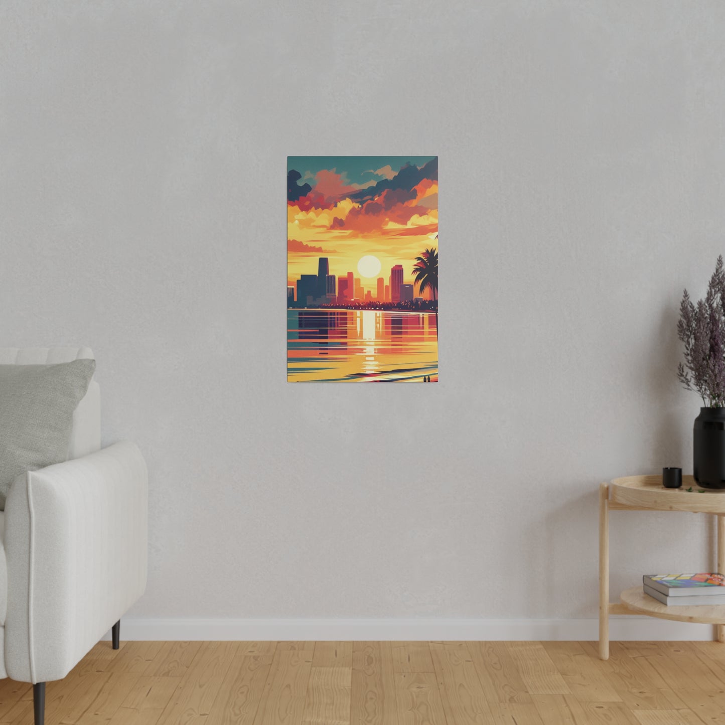 6732M - miami beach art, sunset background, ocean art work, beach art work, sunset designs, miami beach painting, miami beach print