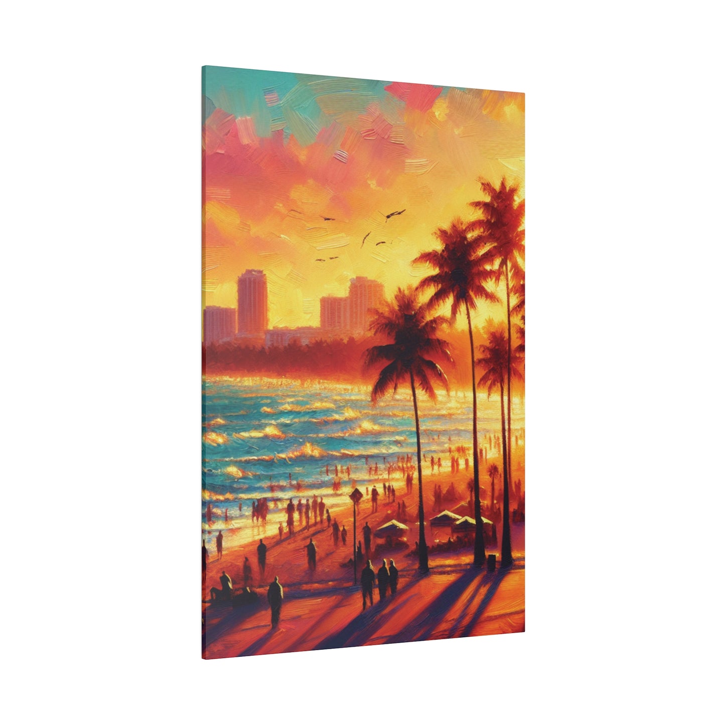 7693W - miami beach art, sunset background, ocean art work, beach art work, sunset designs, miami beach painting, miami beach print