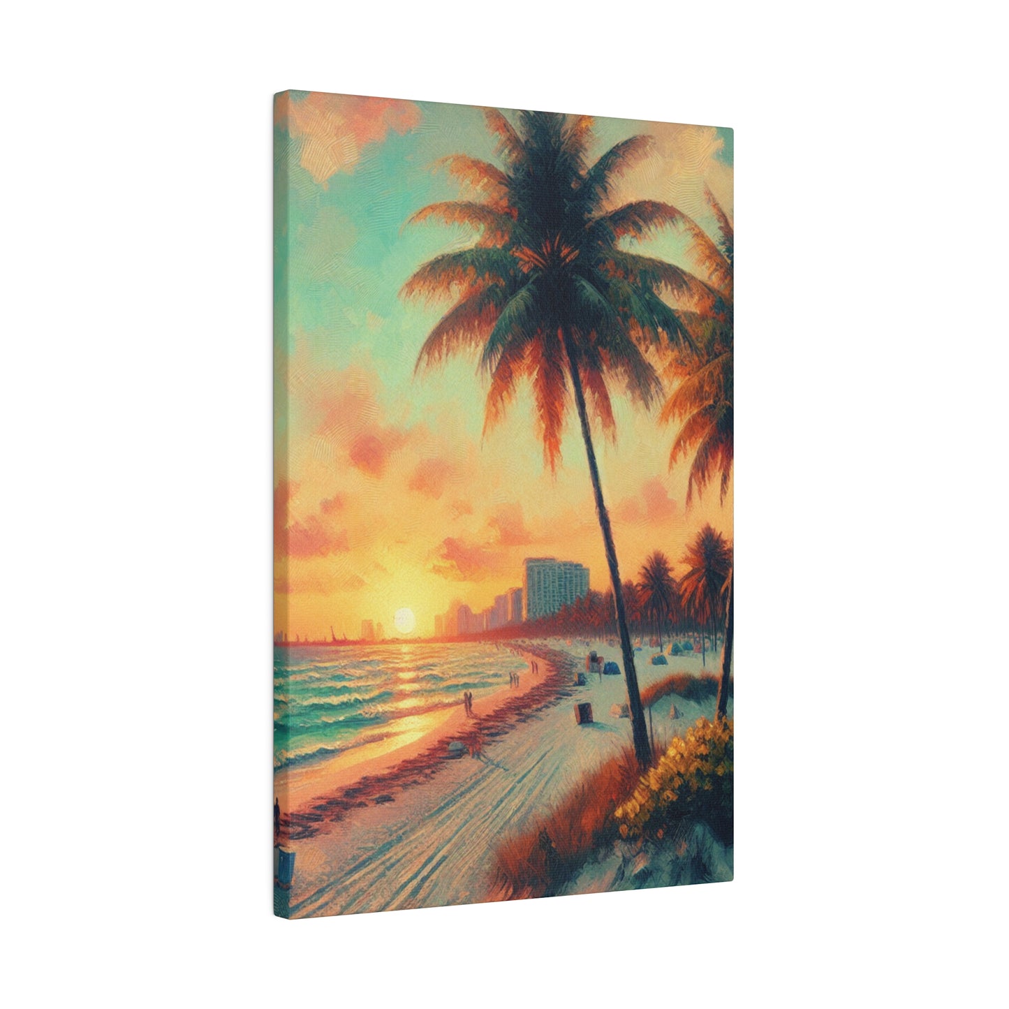 3782F - miami beach art, sunset background, ocean art work, beach art work, sunset designs, miami beach painting, miami beach print