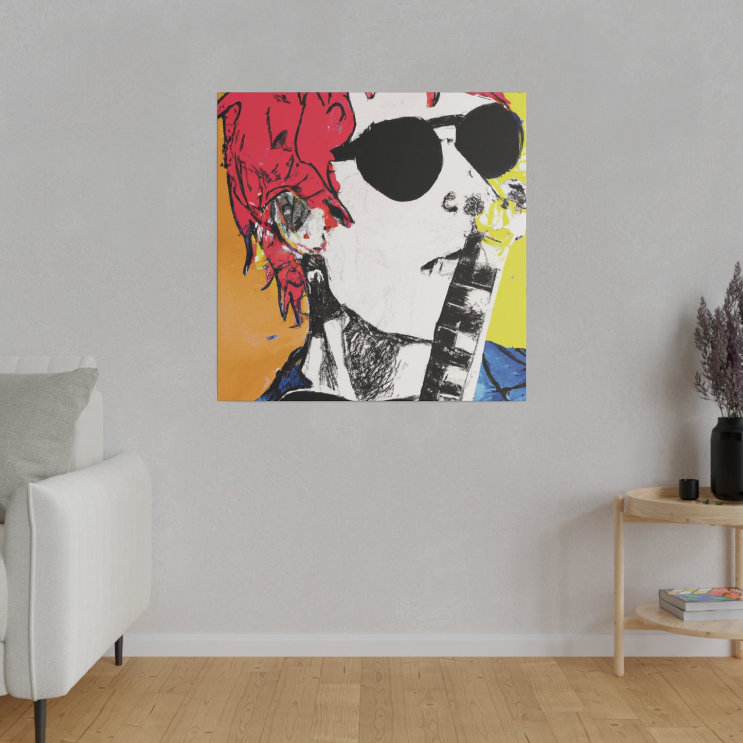 8995T - Rockstar Painting Print | Face | Abstract | Poster | Home Decor | Wall Art | Music Art | Canvas