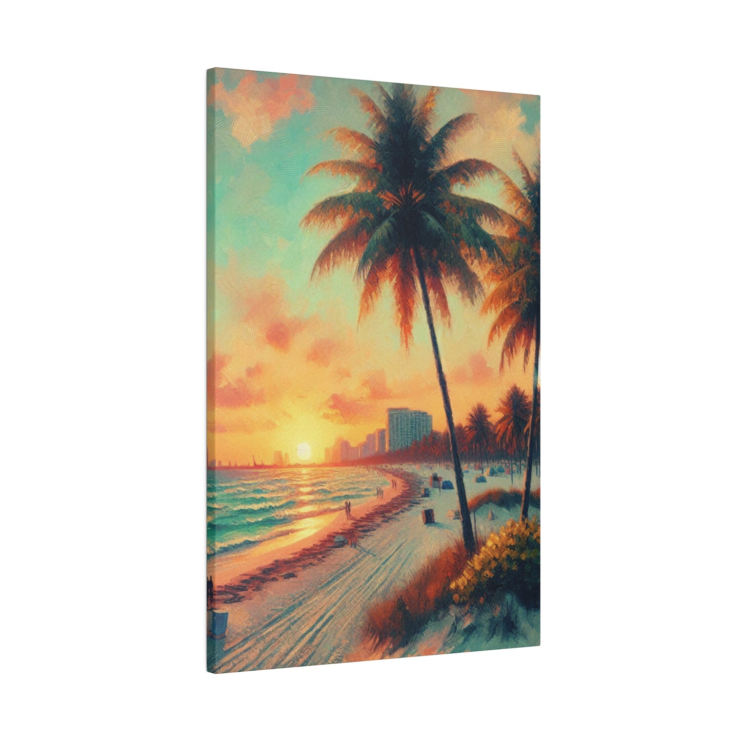 3782F - miami beach art, sunset background, ocean art work, beach art work, sunset designs, miami beach painting, miami beach print