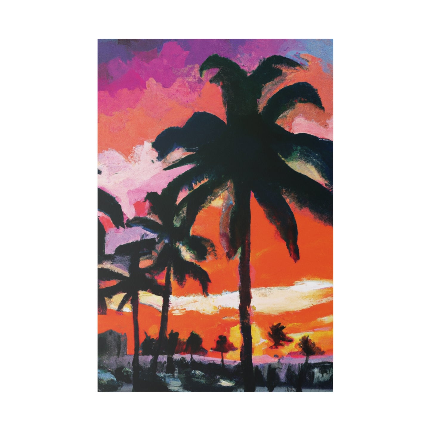 2734M - Miami Beach Sunset Painting Print | Miami | Beach | Sunset | Poster | Home Decor | Wall Art | Canvas