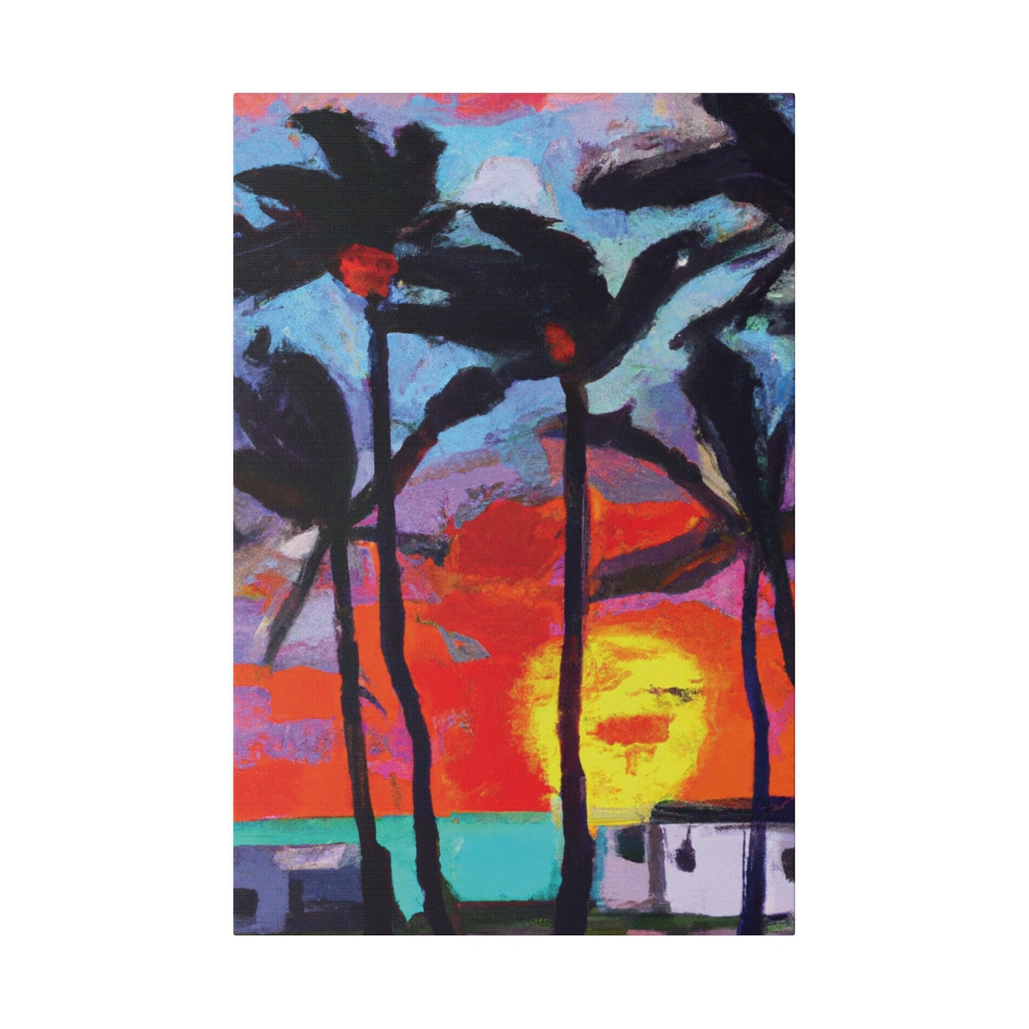 8407Q - Miami Beach Sunset Painting Print | Miami | Beach | Sunset | Poster | Home Decor | Wall Art | Canvas