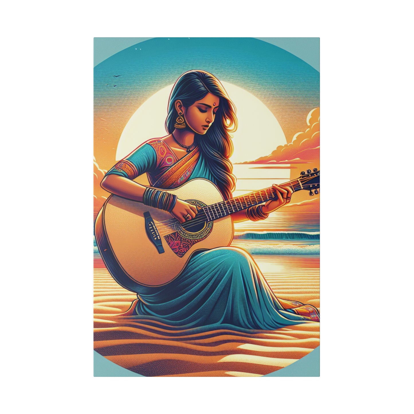 2547G - music art work, musician gift ideas, sunset background, sunset designs, ocean art work, beach art work, guitar art work, guitar player