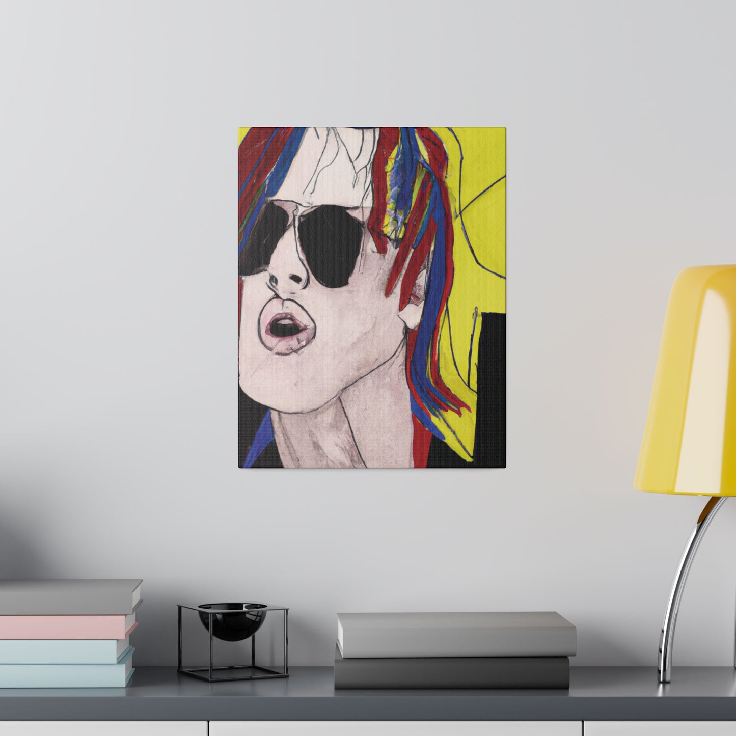 5296W - Rockstar Painting Print | Face | Abstract | Poster | Home Decor | Wall Art | Music Art | Canvas