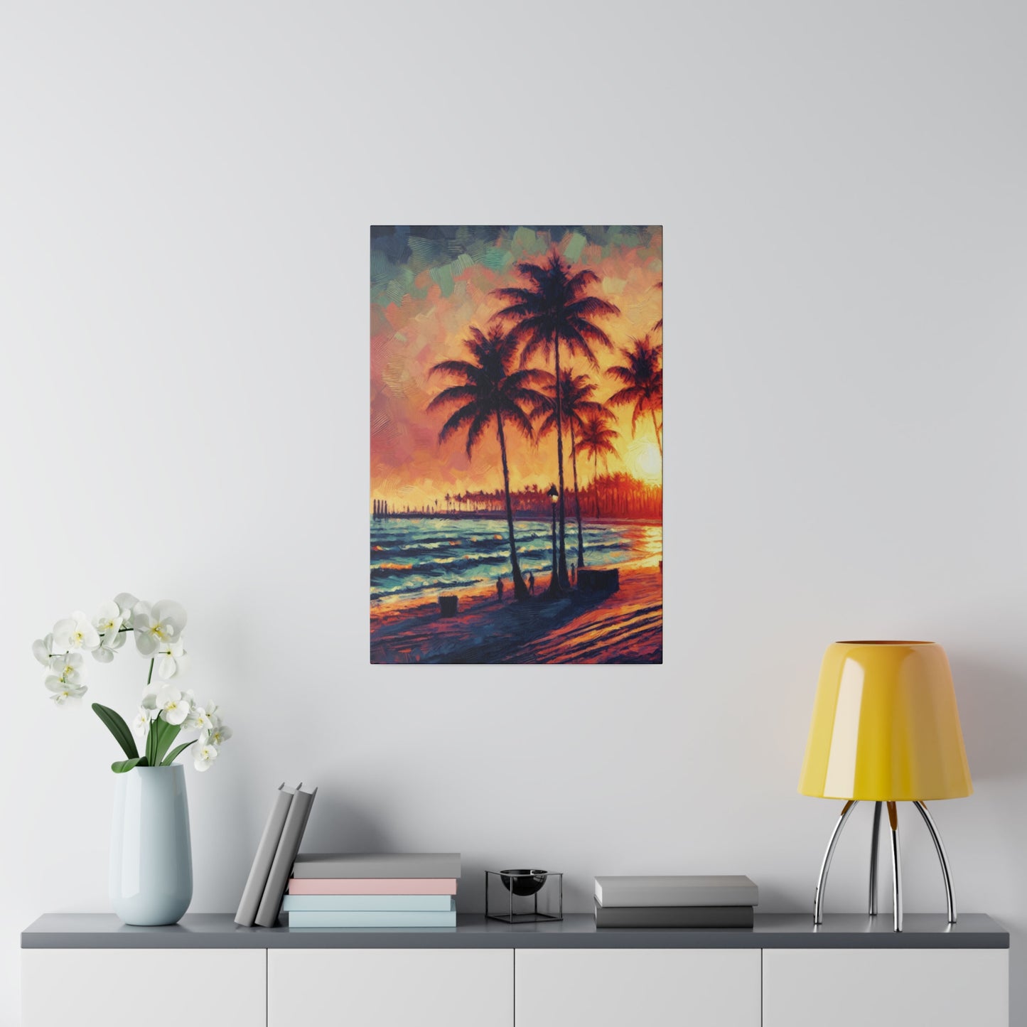 6327K - miami beach art, sunset background, ocean art work, beach art work, sunset designs, miami beach painting, miami beach print