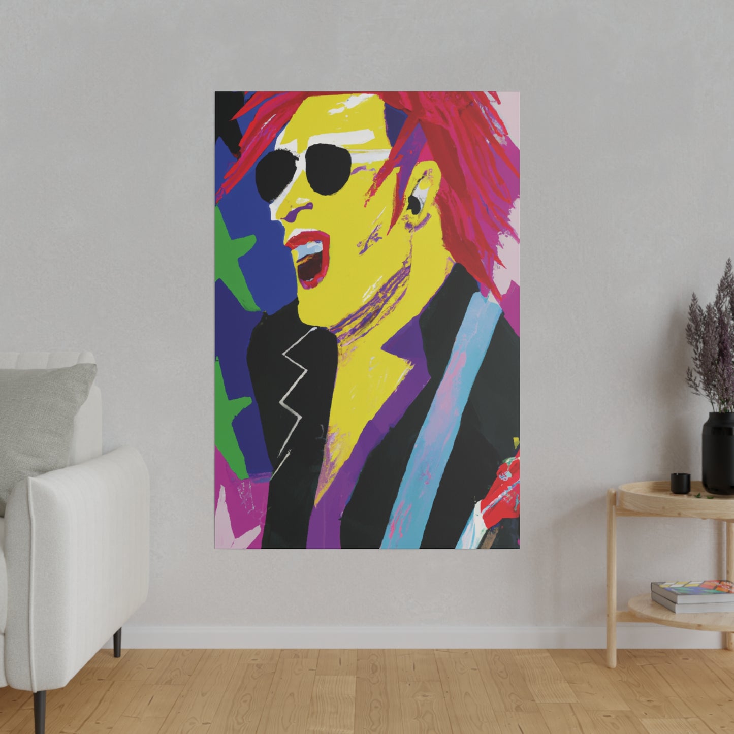 9751P - Rockstar Painting Print | Face | Abstract | Poster | Home Decor | Wall Art | Music Art | Canvas