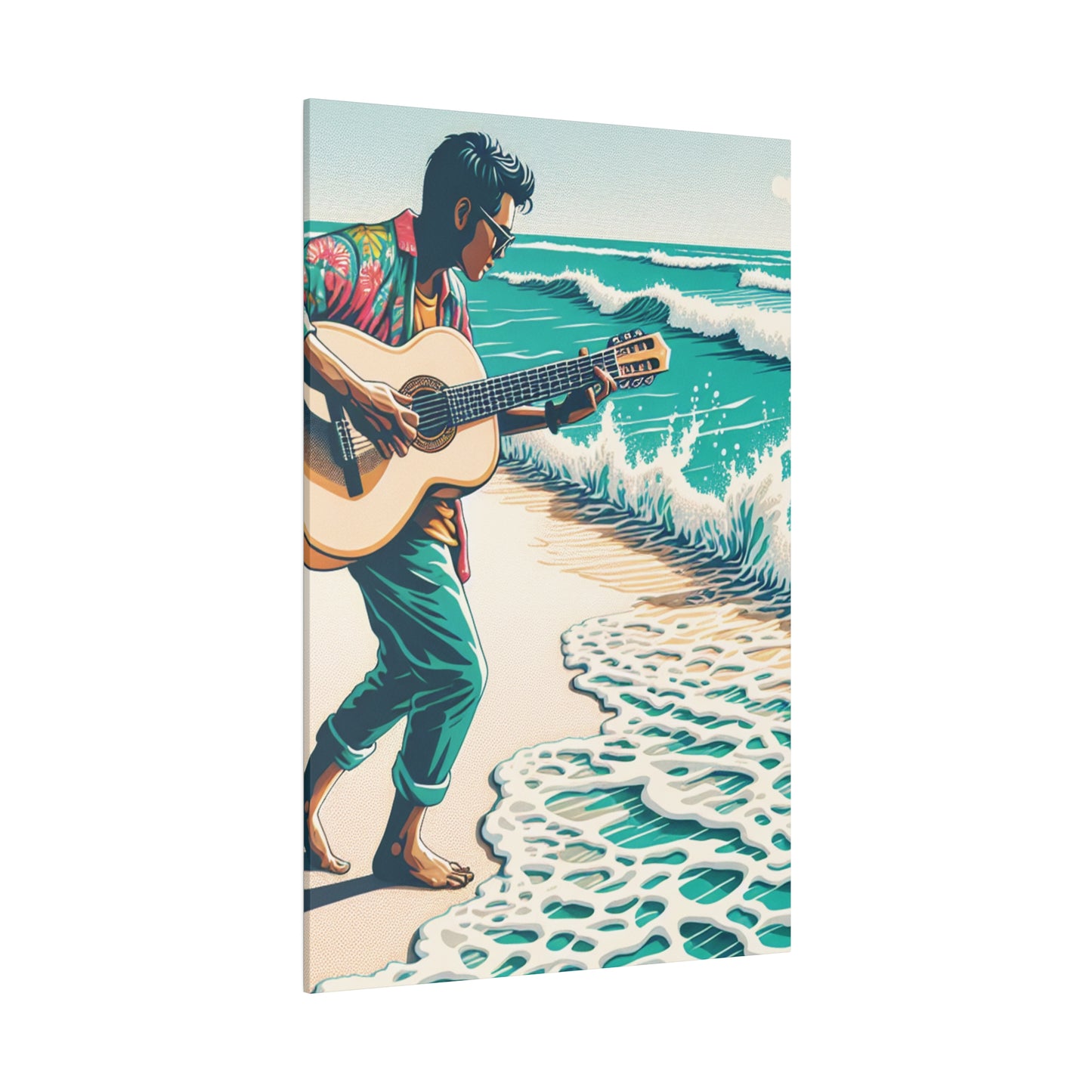 3826J - music art work, musician gift ideas, sunset background, sunset designs, ocean art work, beach art work, guitar art work, guitar player