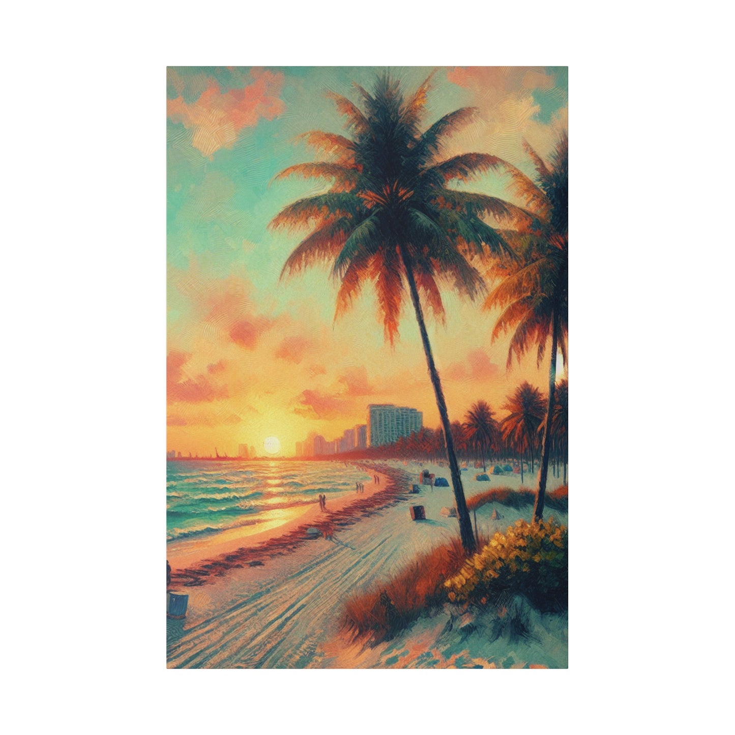 3782F - miami beach art, sunset background, ocean art work, beach art work, sunset designs, miami beach painting, miami beach print