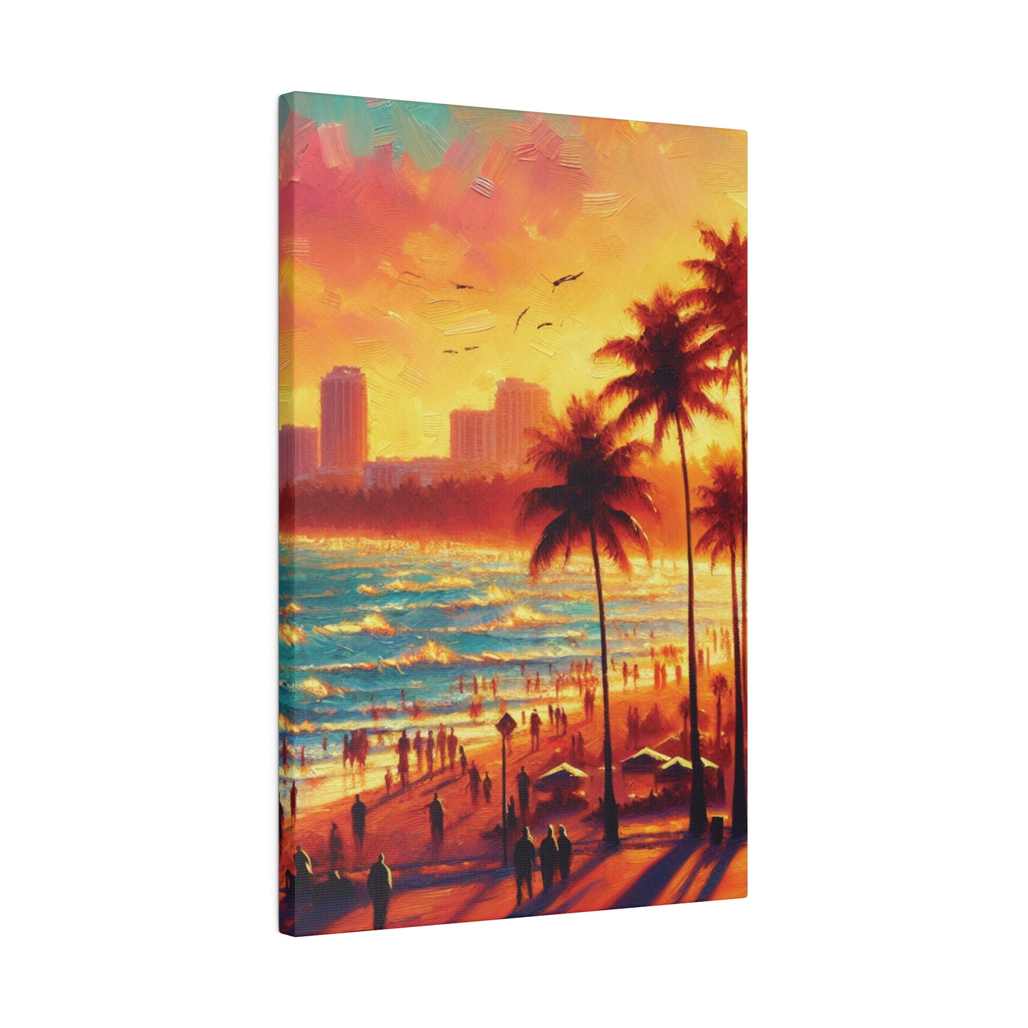 7693W - miami beach art, sunset background, ocean art work, beach art work, sunset designs, miami beach painting, miami beach print