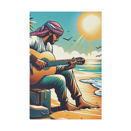 7492B - music art work, musician gift ideas, sunset background, sunset designs, ocean art work, beach art work, guitar art work, guitar player