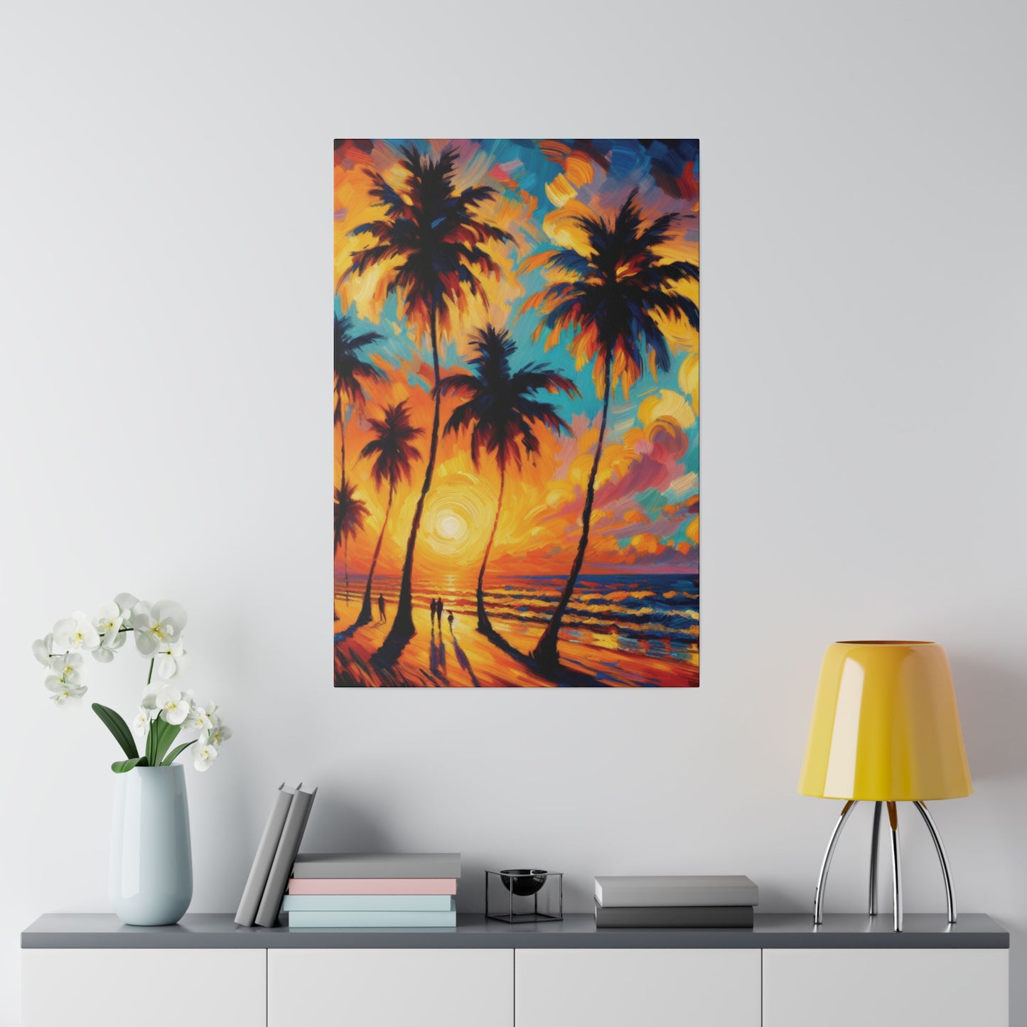 6374J - miami beach art, sunset background, ocean art work, beach art work, sunset designs, miami beach painting, miami beach print