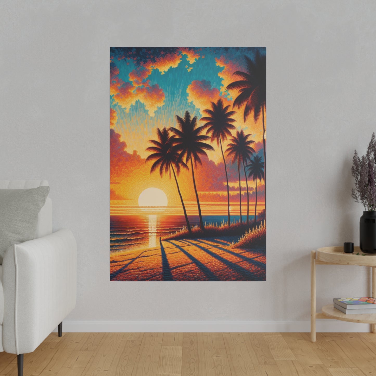 6923K - miami beach art, sunset background, ocean art work, beach art work, sunset designs, miami beach painting, miami beach print