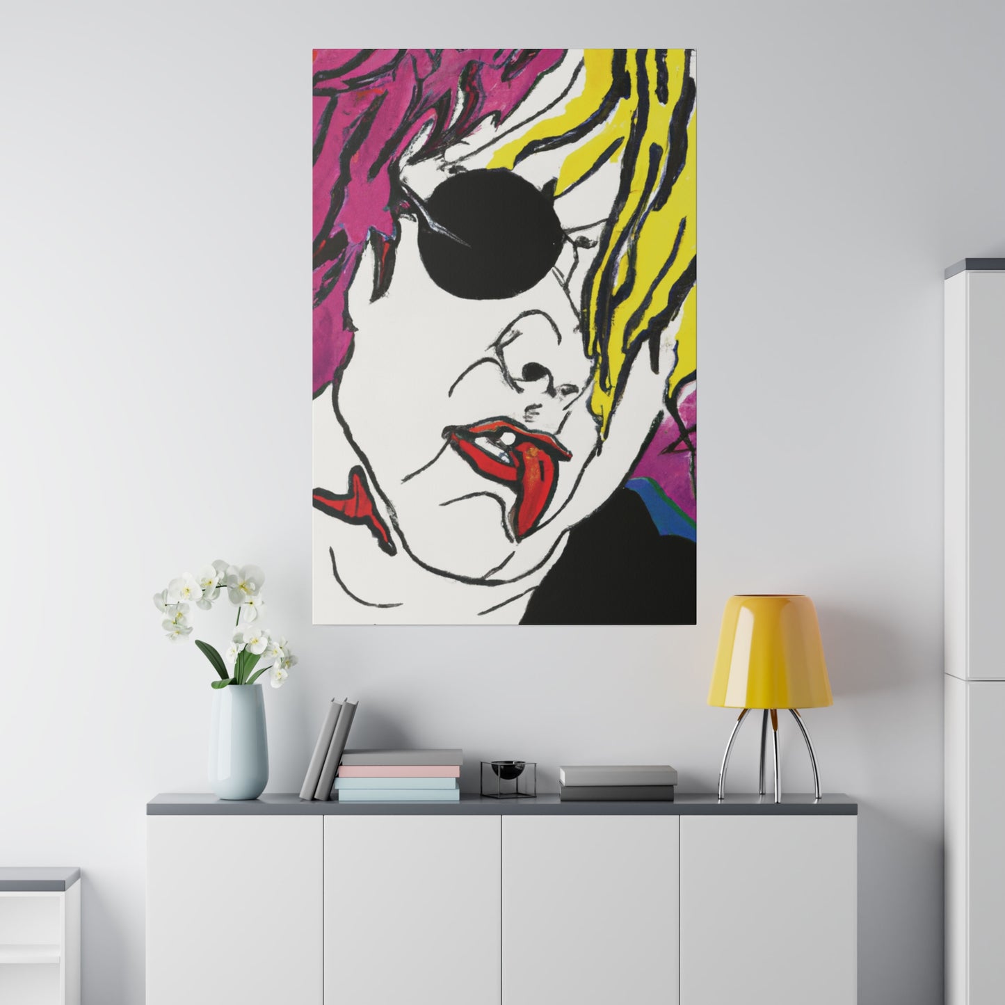 4249K - Rockstar Painting Print | Face | Abstract | Poster | Home Decor | Wall Art | Music Art | Canvas