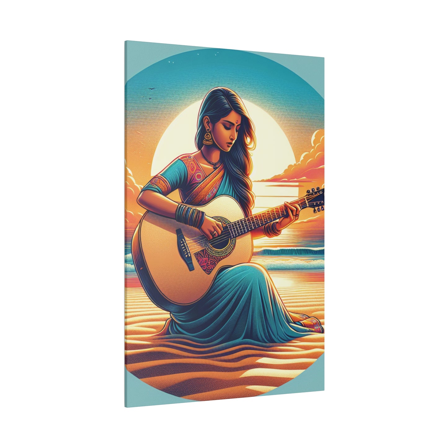 2547G - music art work, musician gift ideas, sunset background, sunset designs, ocean art work, beach art work, guitar art work, guitar player