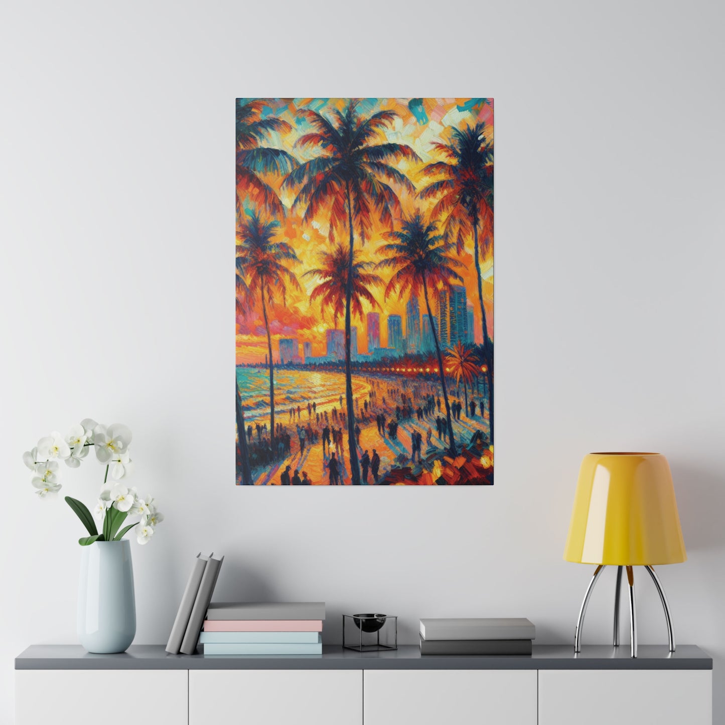 5318W - miami beach art, sunset background, ocean art work, beach art work, sunset designs, miami beach painting, miami beach print