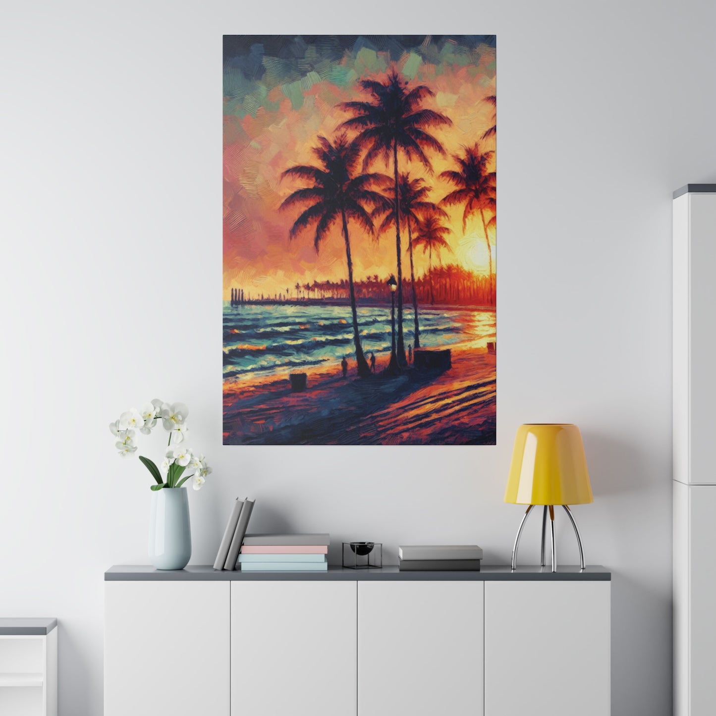 6327K - miami beach art, sunset background, ocean art work, beach art work, sunset designs, miami beach painting, miami beach print