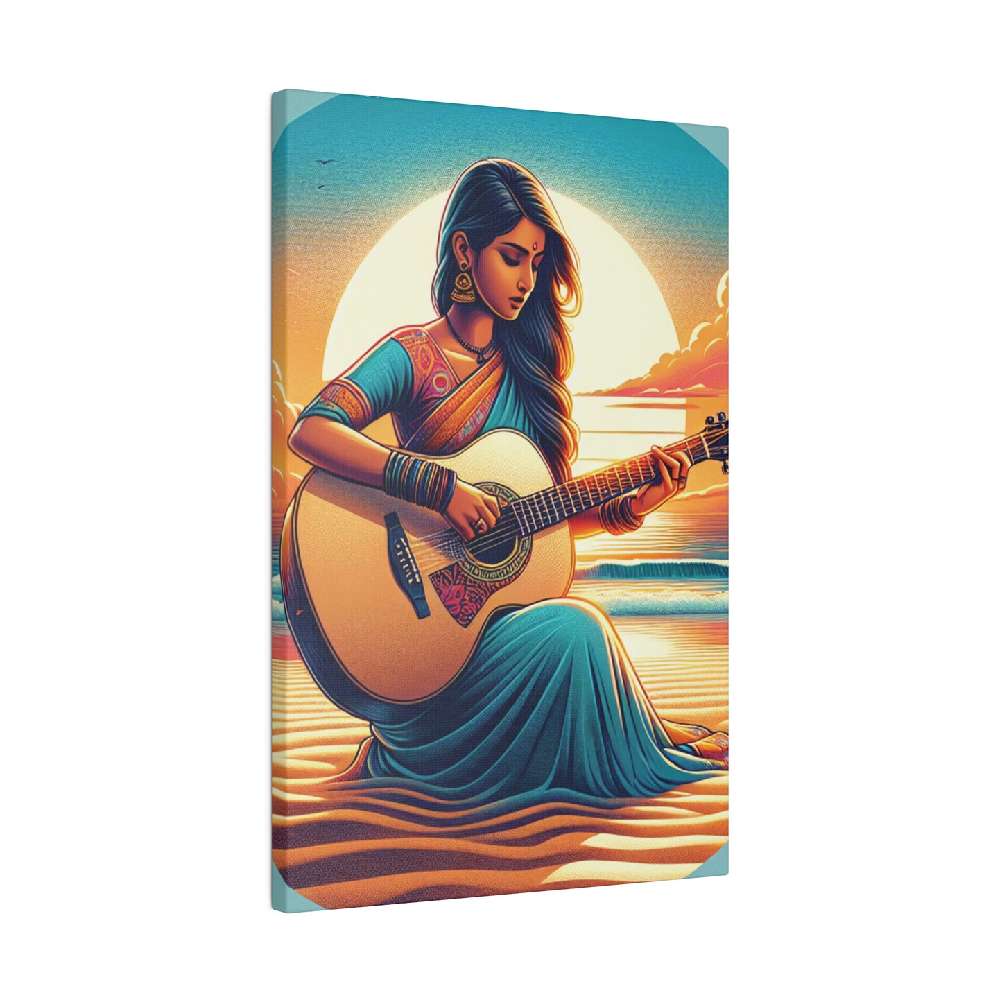 2547G - music art work, musician gift ideas, sunset background, sunset designs, ocean art work, beach art work, guitar art work, guitar player