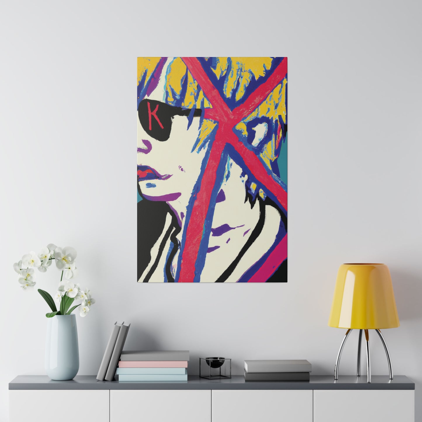 2460Y - Rockstar Painting Print | Face | Abstract | Poster | Home Decor | Wall Art | Music Art | Canvas