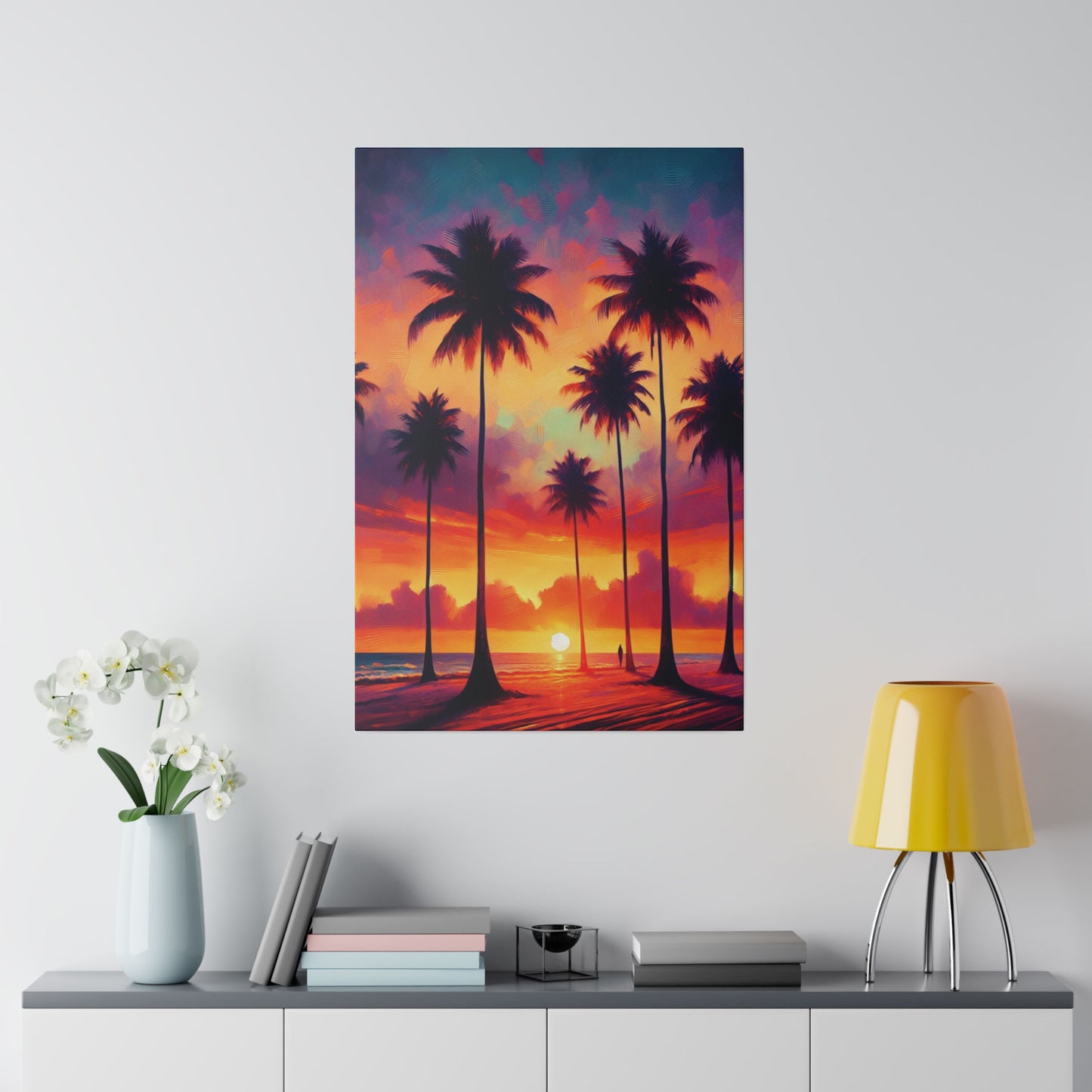 3674J - miami beach art, sunset background, ocean art work, beach art work, sunset designs, miami beach painting, miami beach print