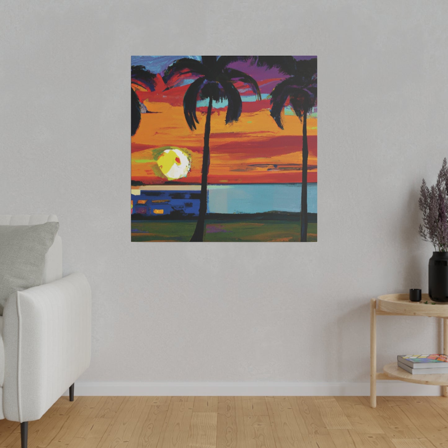 1676M - Miami Beach Sunset Painting Print | Miami | Beach | Sunset | Poster | Home Decor | Wall Art | Canvas