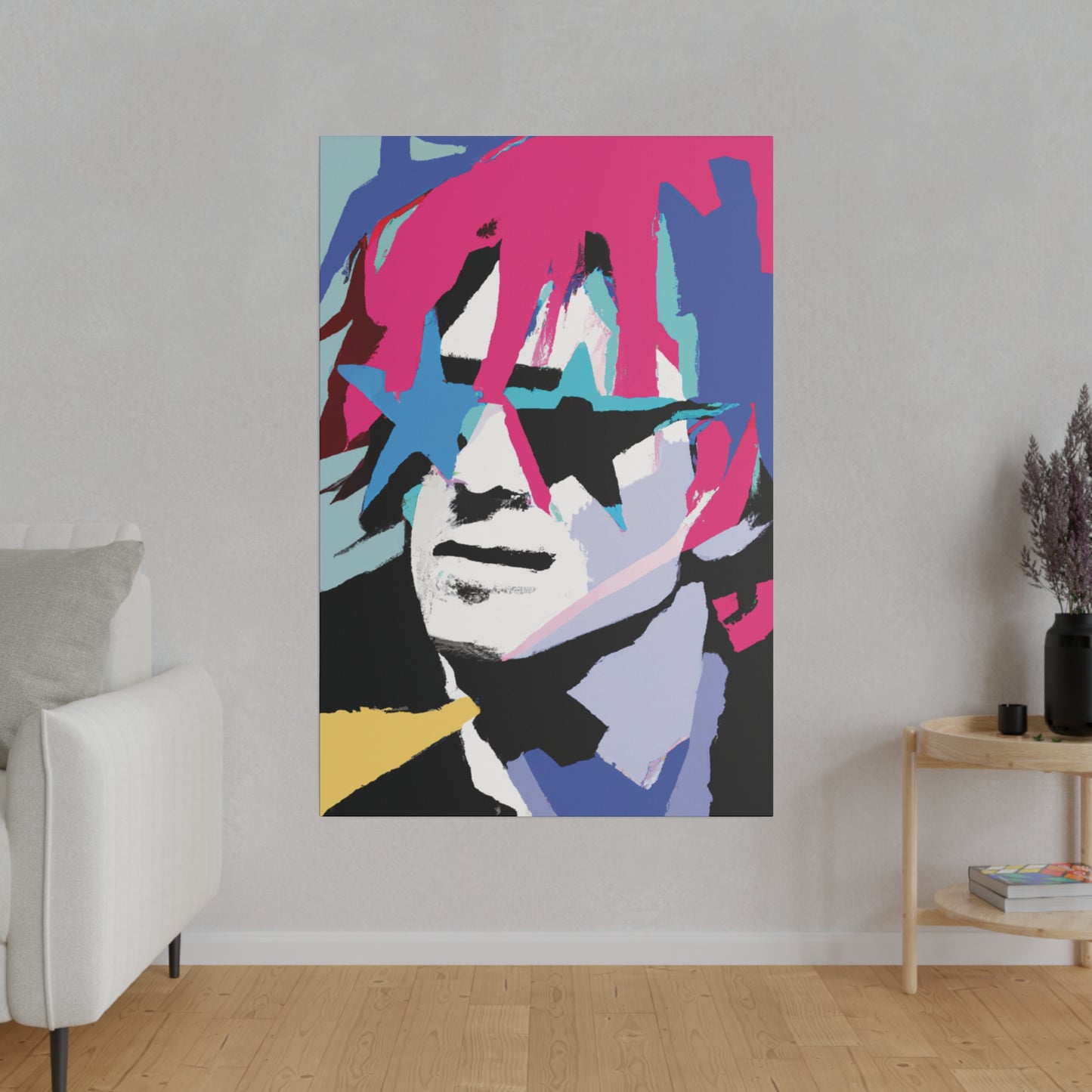 9345V - Rockstar Painting Print | Face | Abstract | Poster | Home Decor | Wall Art | Music Art | Canvas