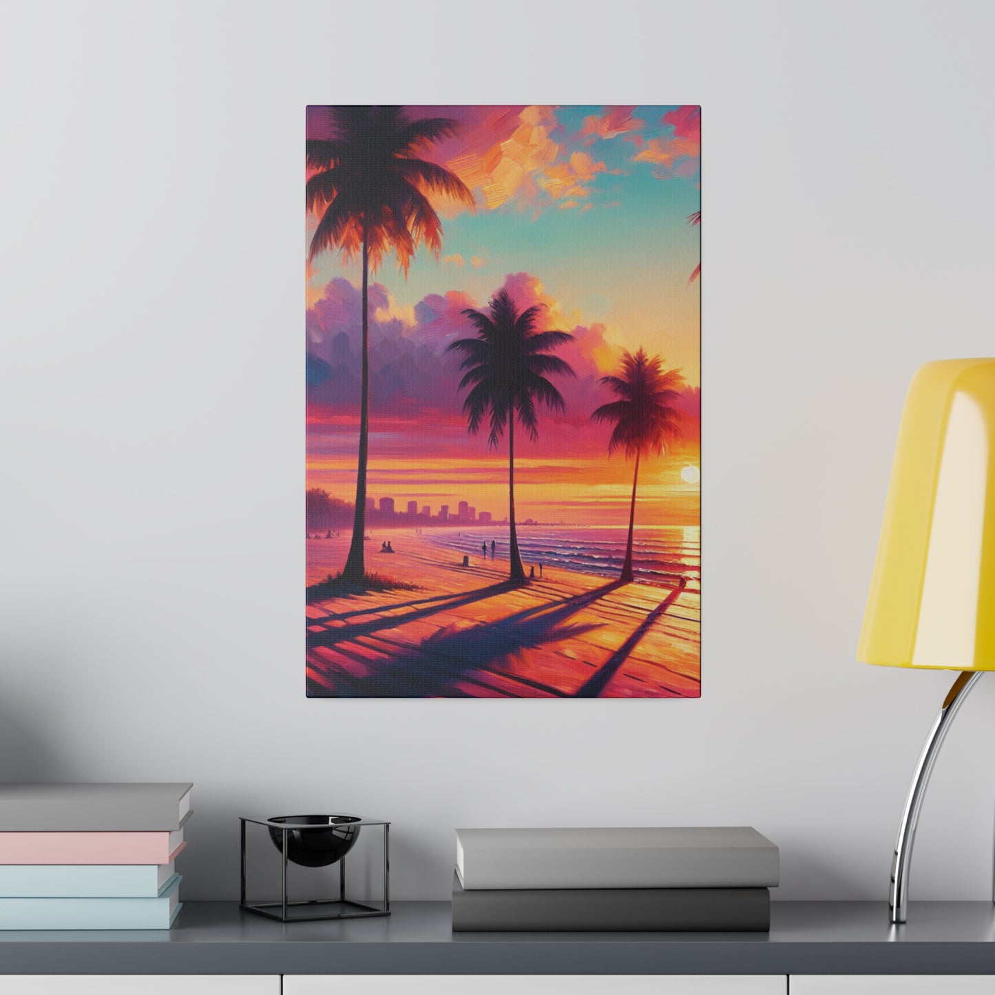 3796Q - miami beach art, sunset background, ocean art work, beach art work, sunset designs, miami beach painting, miami beach print