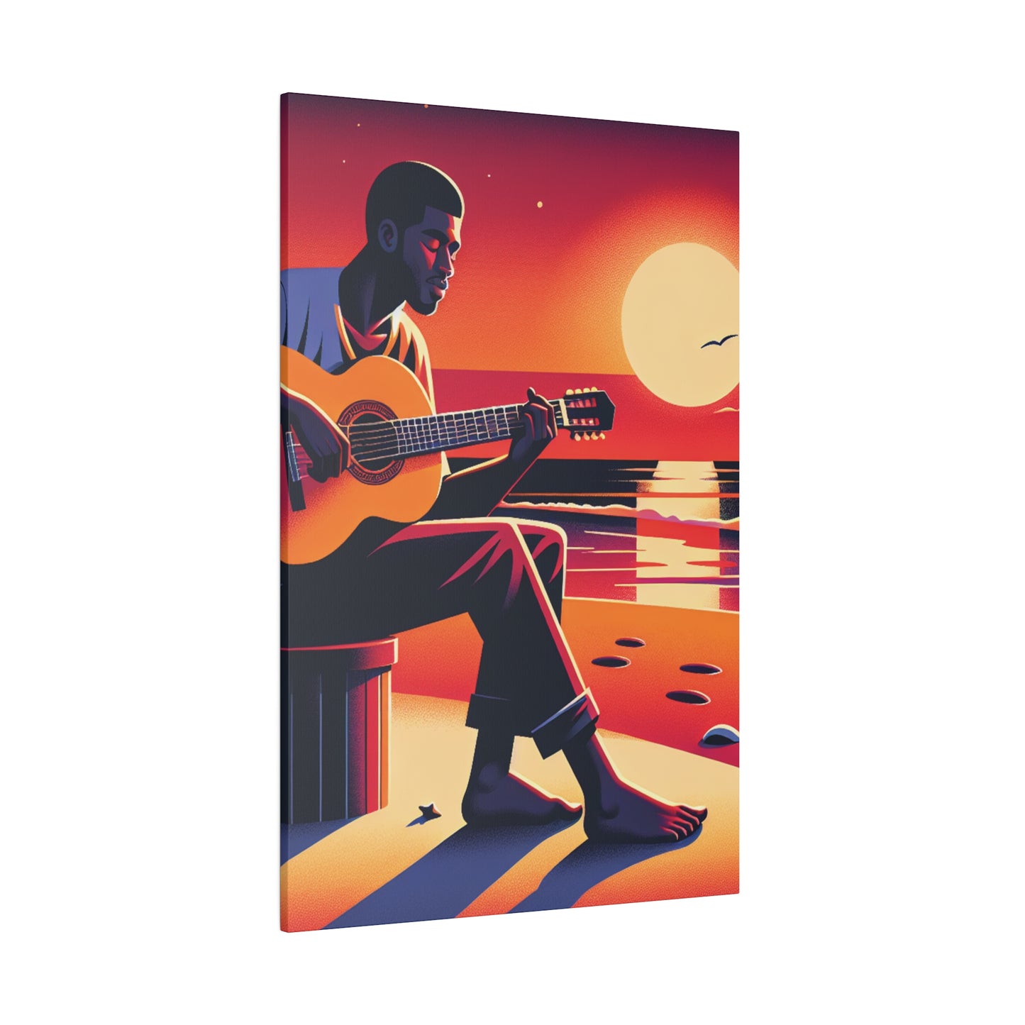 3625H - music art work, musician gift ideas, sunset background, sunset designs, ocean art work, beach art work, guitar art work, guitar player