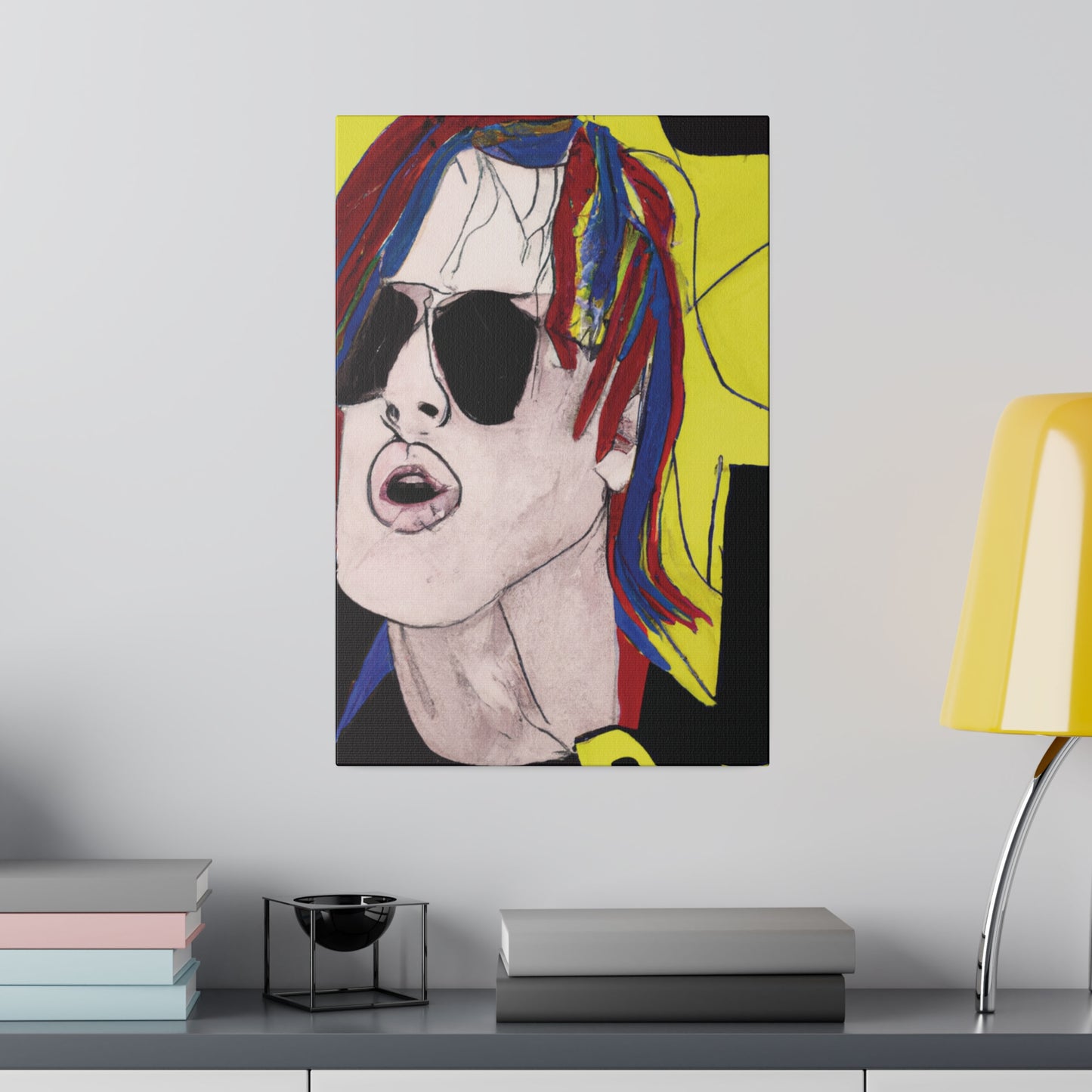 5296W - Rockstar Painting Print | Face | Abstract | Poster | Home Decor | Wall Art | Music Art | Canvas