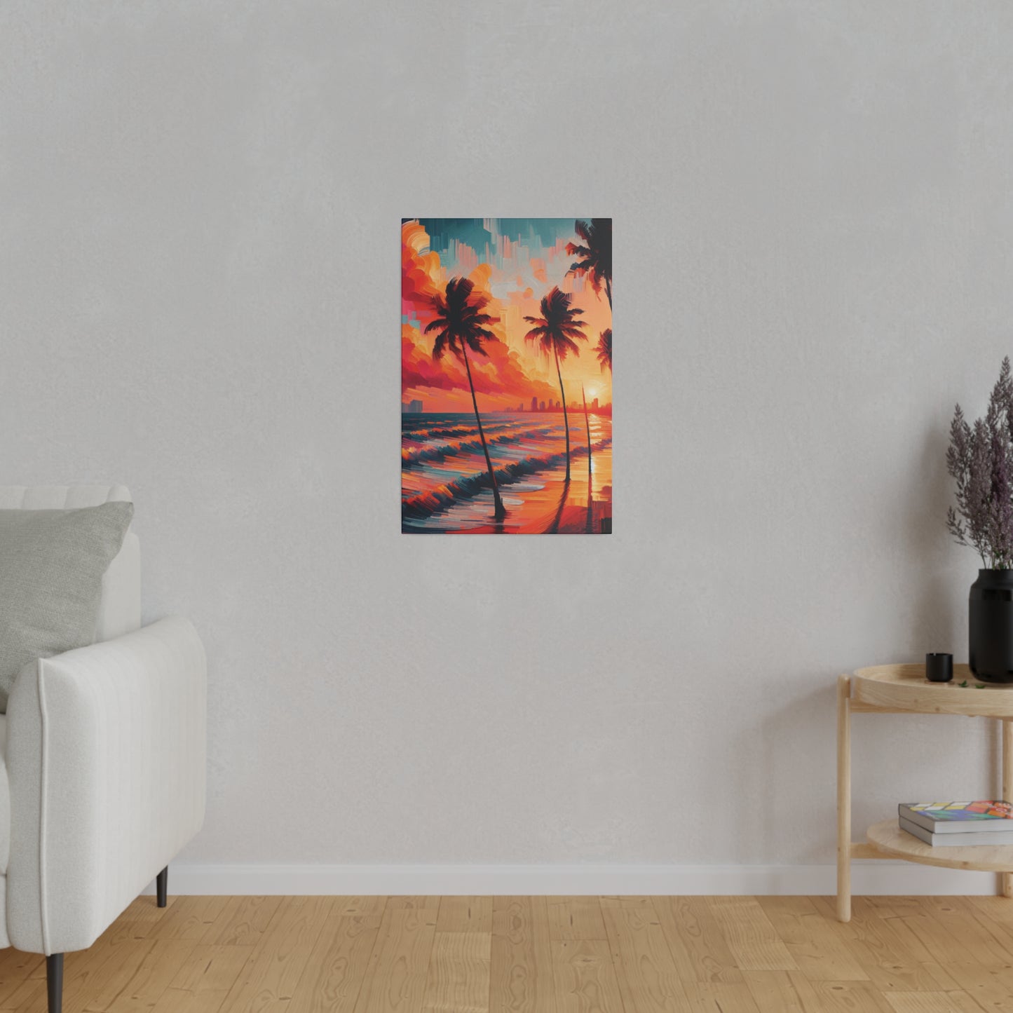 2476Z - miami beach art, sunset background, ocean art work, beach art work, sunset designs, miami beach painting, miami beach print