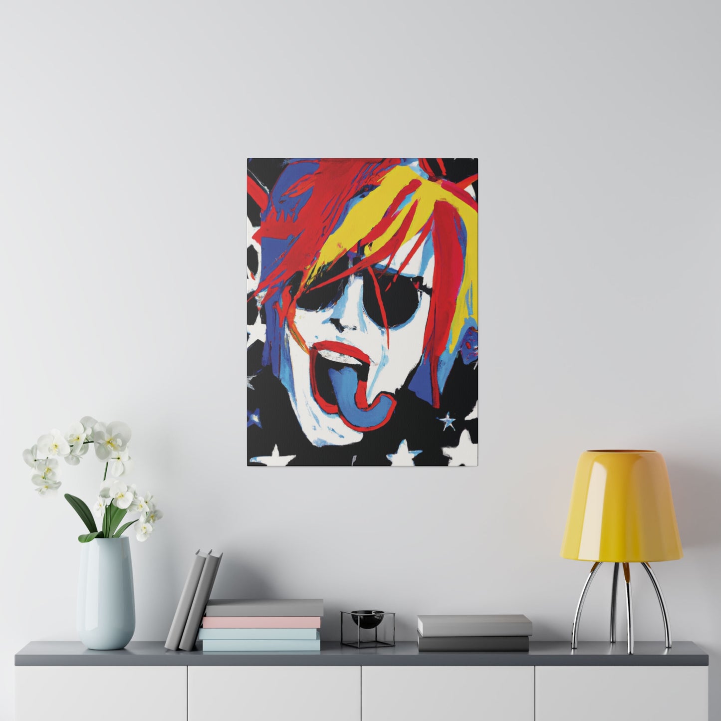 5376Y - Rockstar Painting Print | Face | Abstract | Poster | Home Decor | Wall Art | Music Art | Canvas