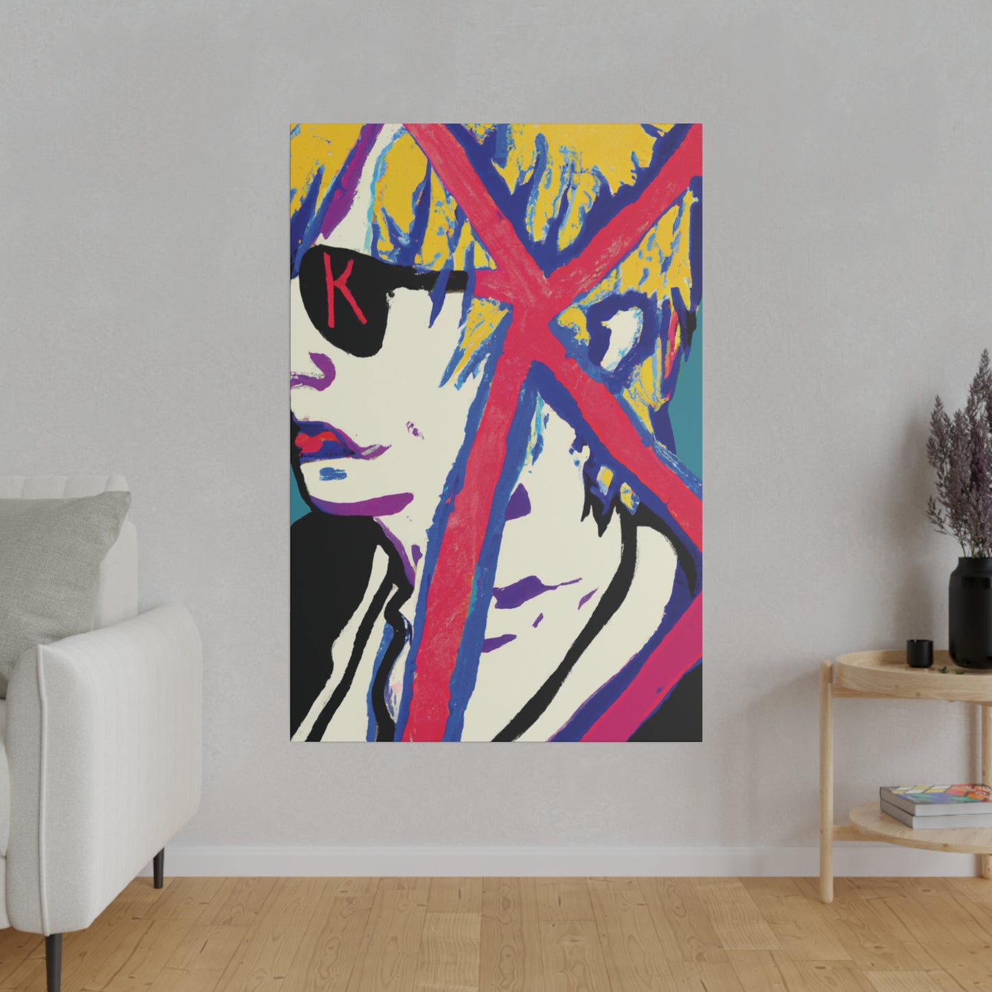 2460Y - Rockstar Painting Print | Face | Abstract | Poster | Home Decor | Wall Art | Music Art | Canvas