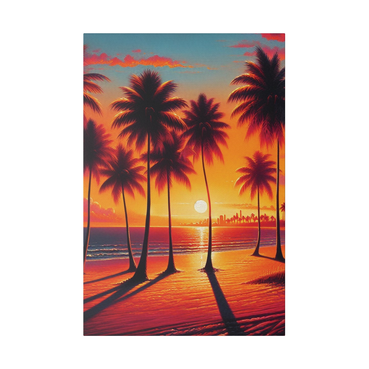 4387K - miami beach art, sunset background, ocean art work, beach art work, sunset designs, miami beach painting, miami beach print