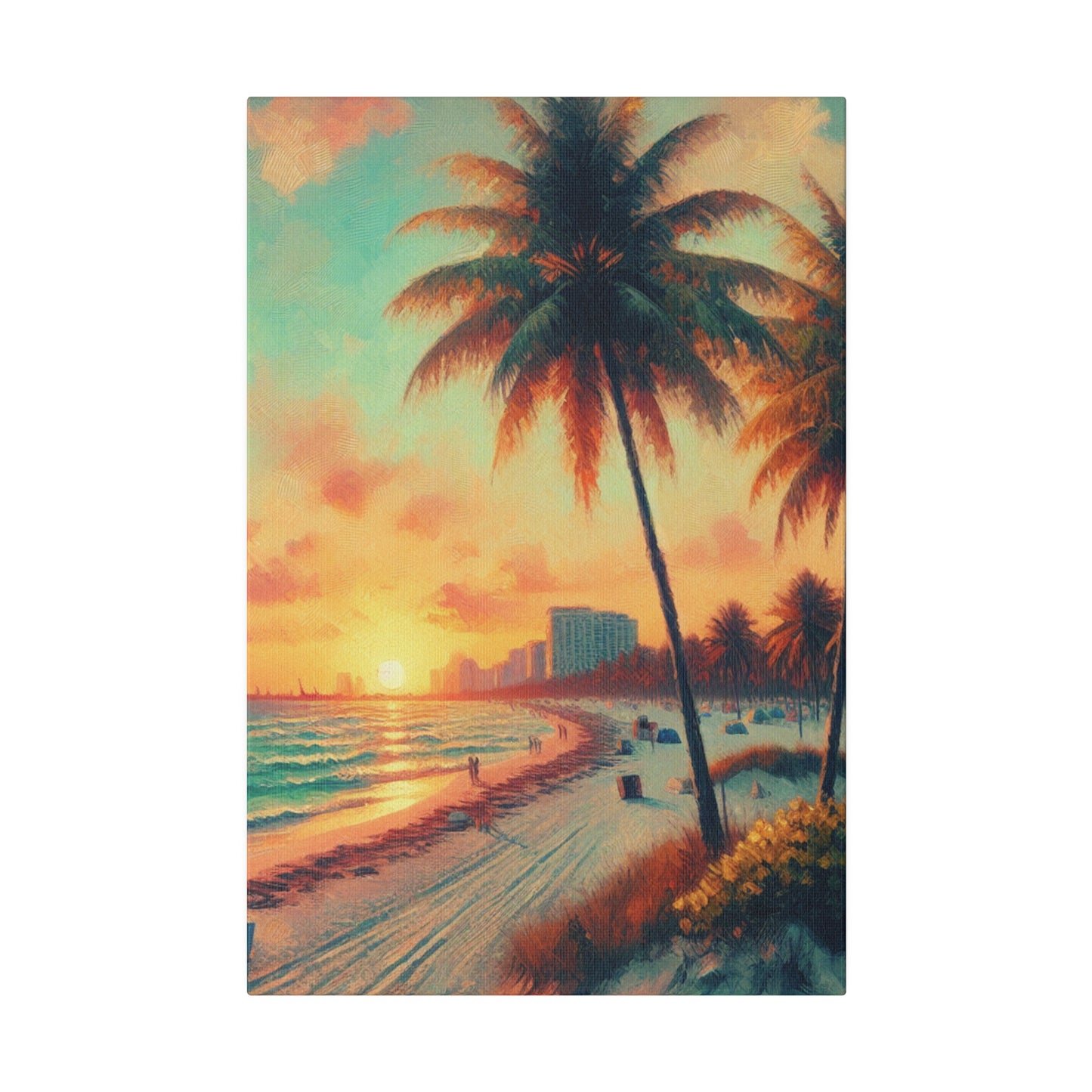 3782F - miami beach art, sunset background, ocean art work, beach art work, sunset designs, miami beach painting, miami beach print