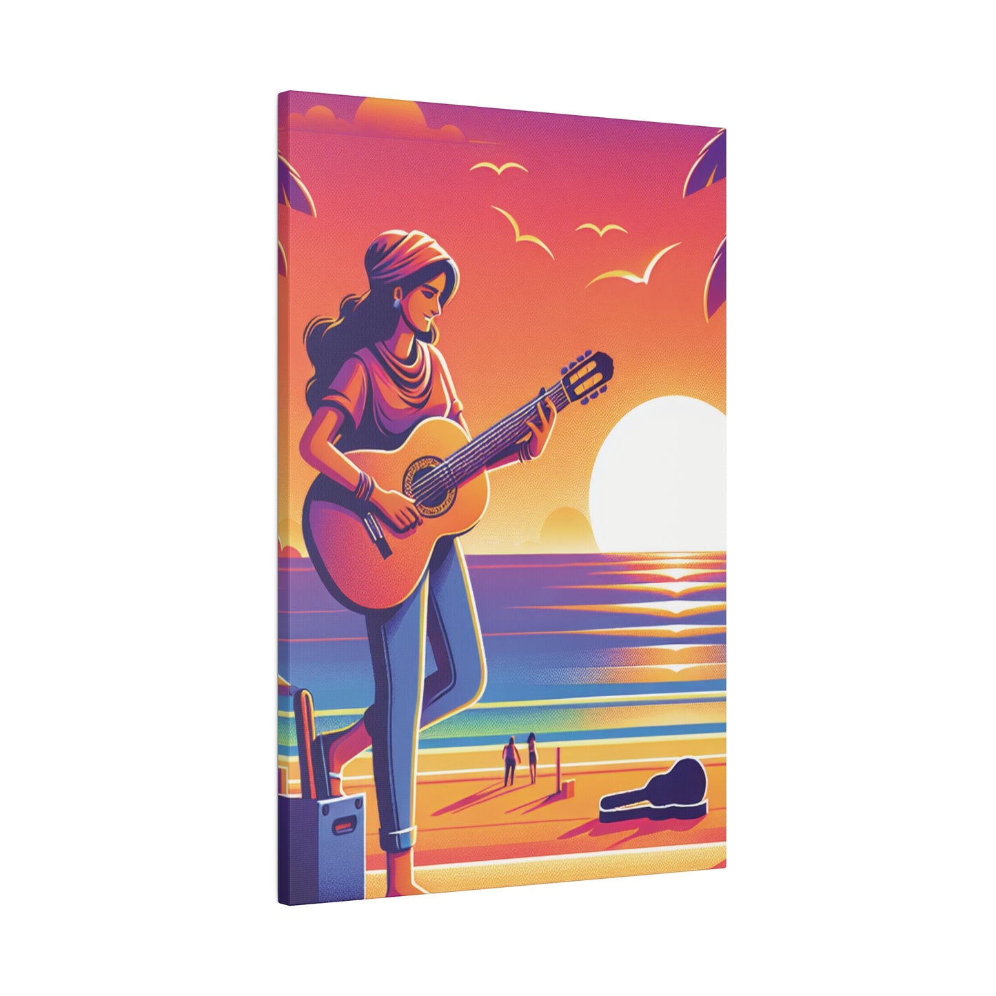 9372J - music art work, musician gift ideas, sunset background, sunset designs, ocean art work, beach art work, guitar art work, guitar player