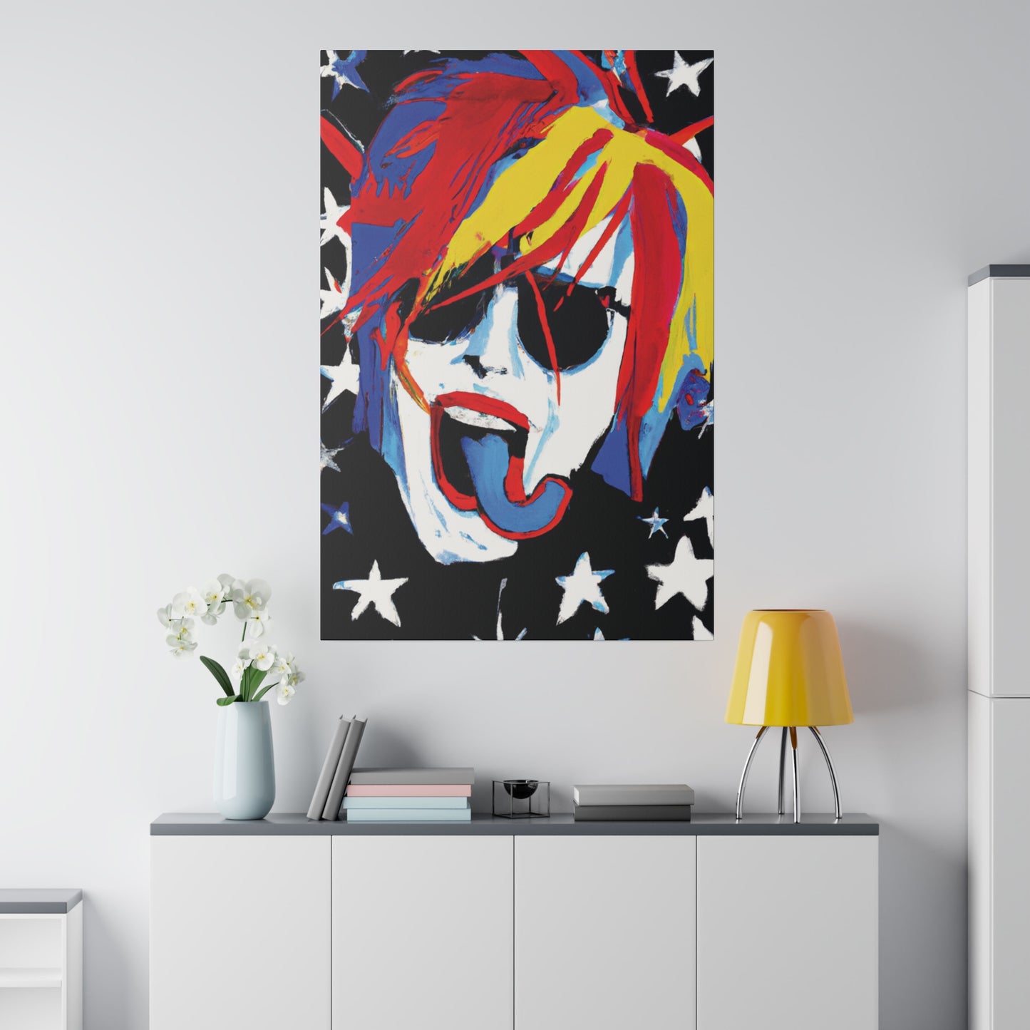 5376Y - Rockstar Painting Print | Face | Abstract | Poster | Home Decor | Wall Art | Music Art | Canvas