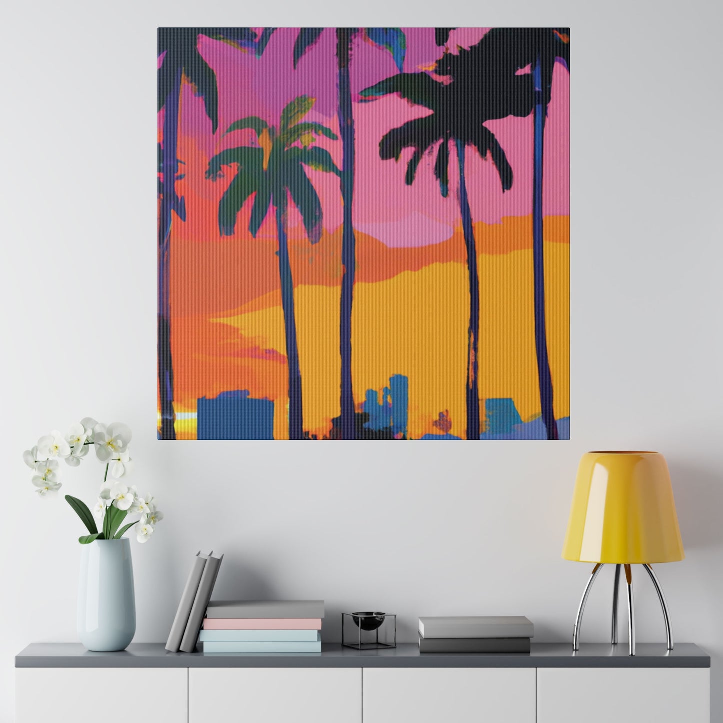 3546F - Miami Beach Sunset Painting Print | Miami | Beach | Sunset | Poster | Home Decor | Wall Art | Canvas