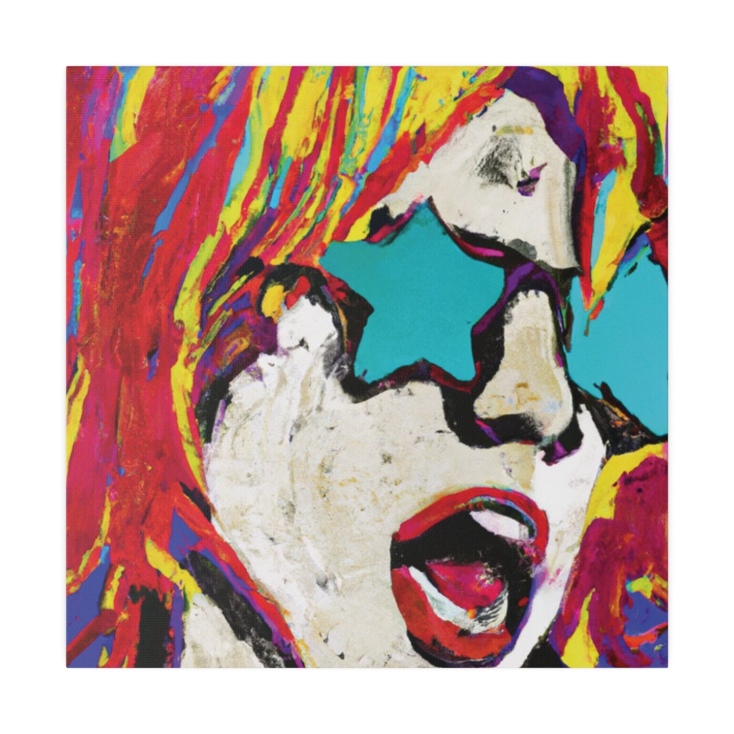 8876G - Rockstar Painting Print | Face | Abstract | Poster | Home Decor | Wall Art | Music Art | Canvas