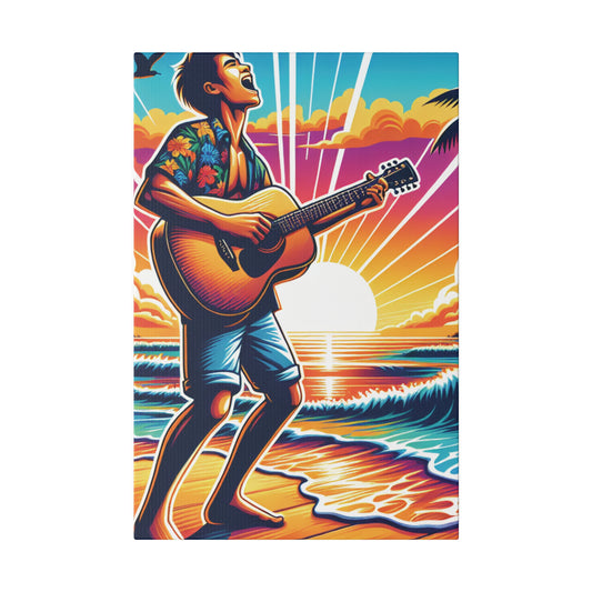 3574K - music art work, musician gift ideas, sunset background, sunset designs, ocean art work, beach art work, guitar art work, guitar player